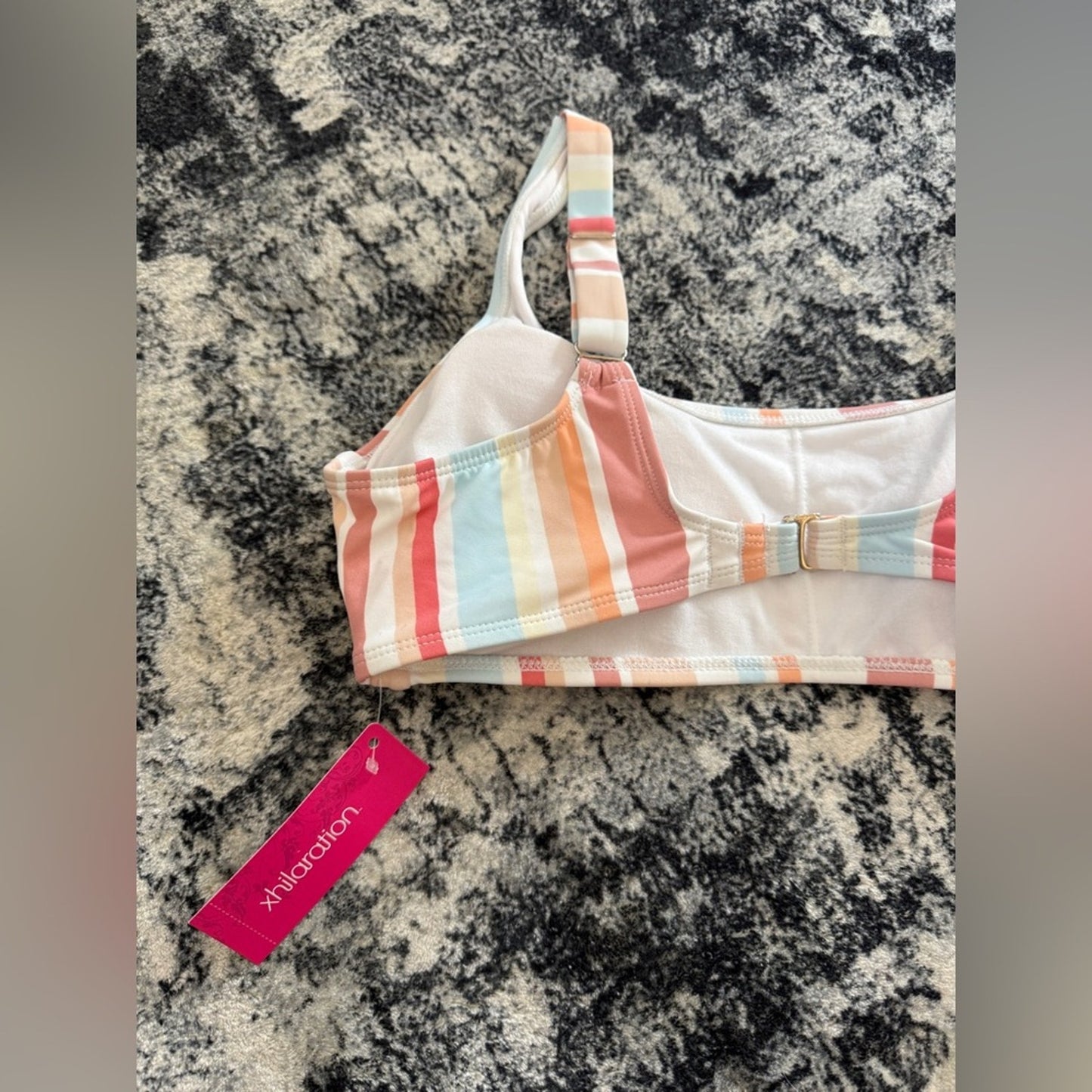 NWT LG Xhilaration Multicolor Stripe Bikini Top
