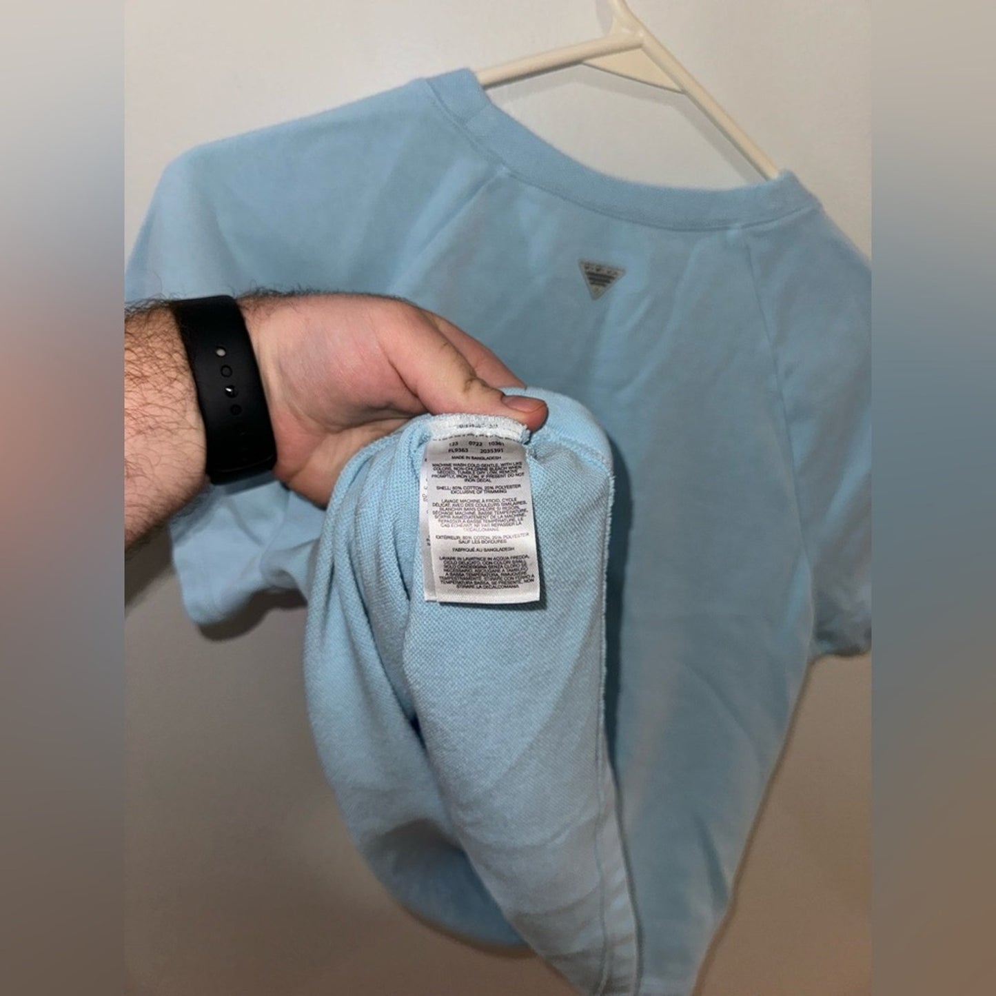 Pre-Owned LG Columbia PFG Light Blue Short Sleeve Heavy Weight t-shirt