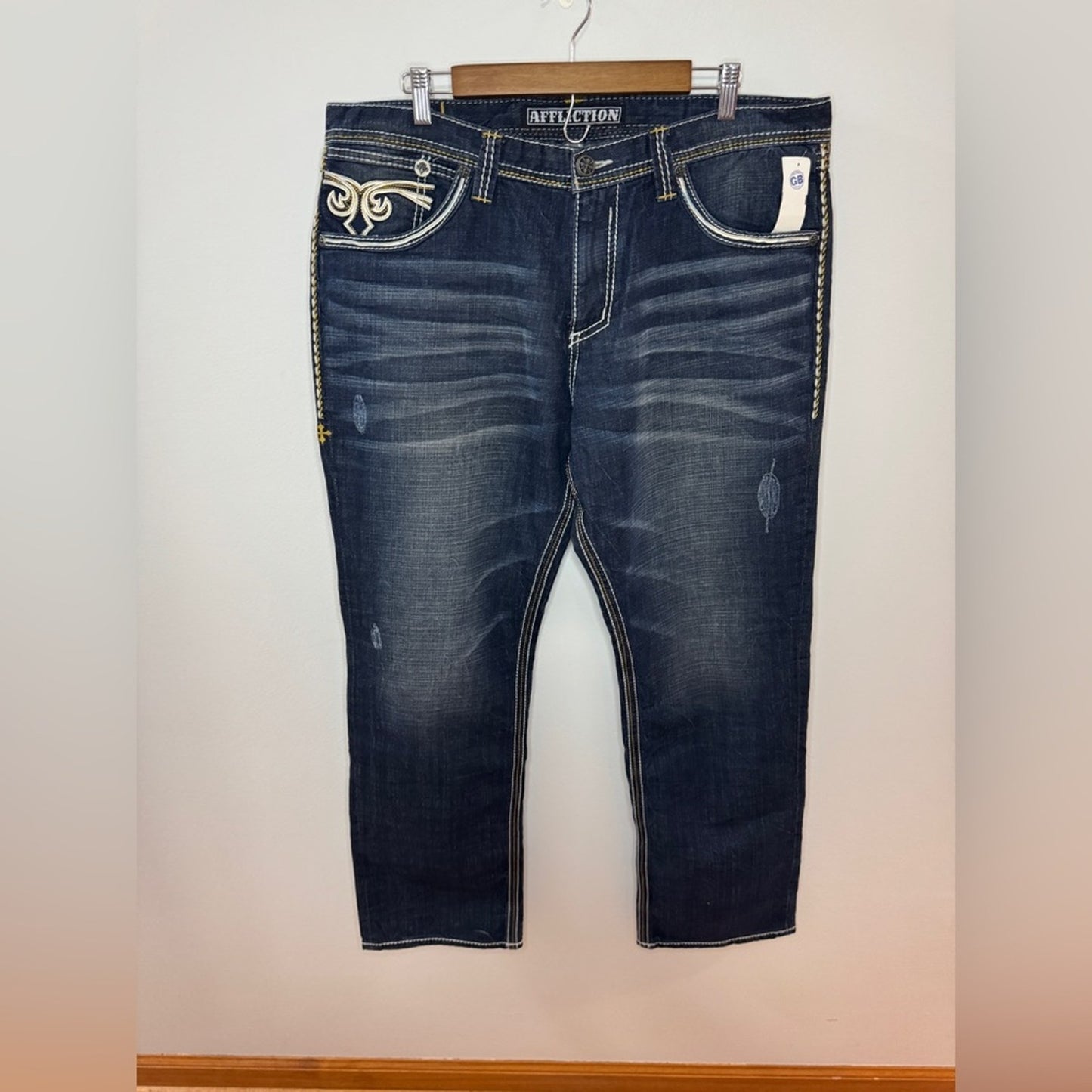 NWT W38xL32 Affliction Dark Blue Bootcut Jeans
