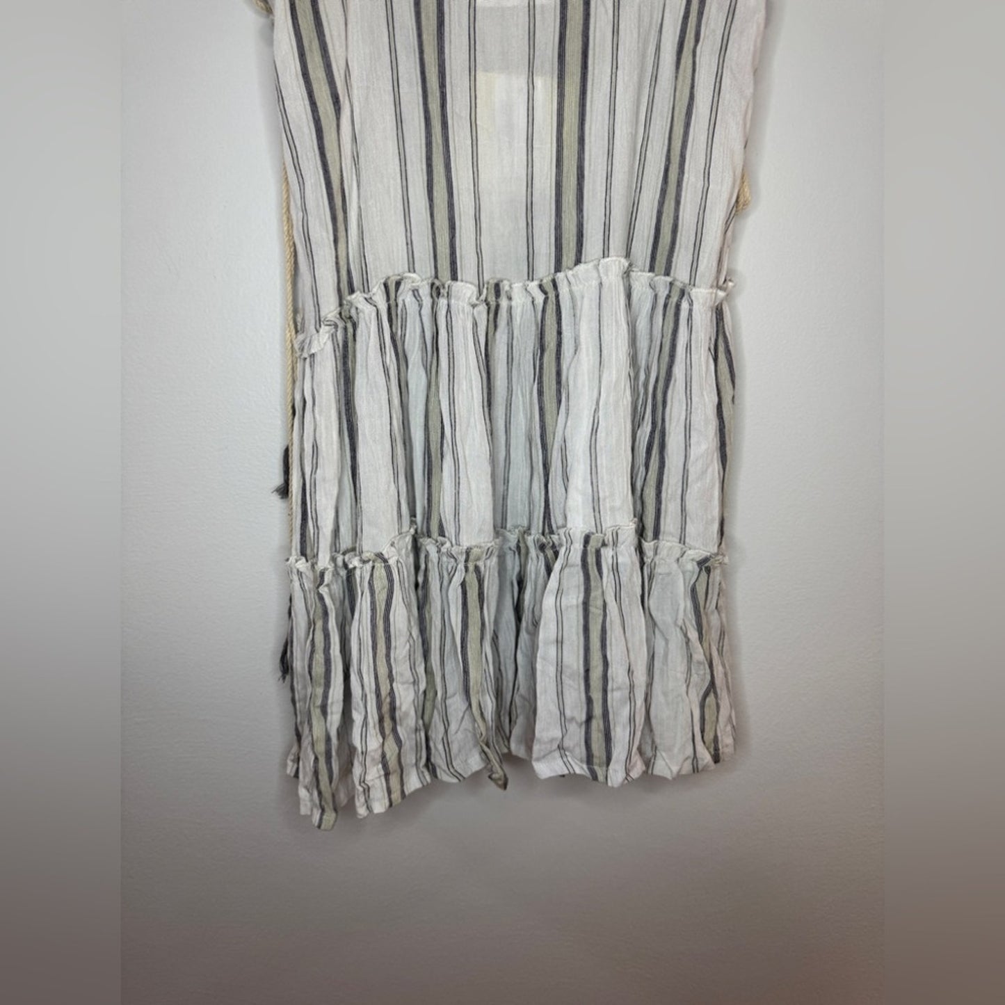 NWT XS Kiwi + Punch White Striped Side Tie Dress