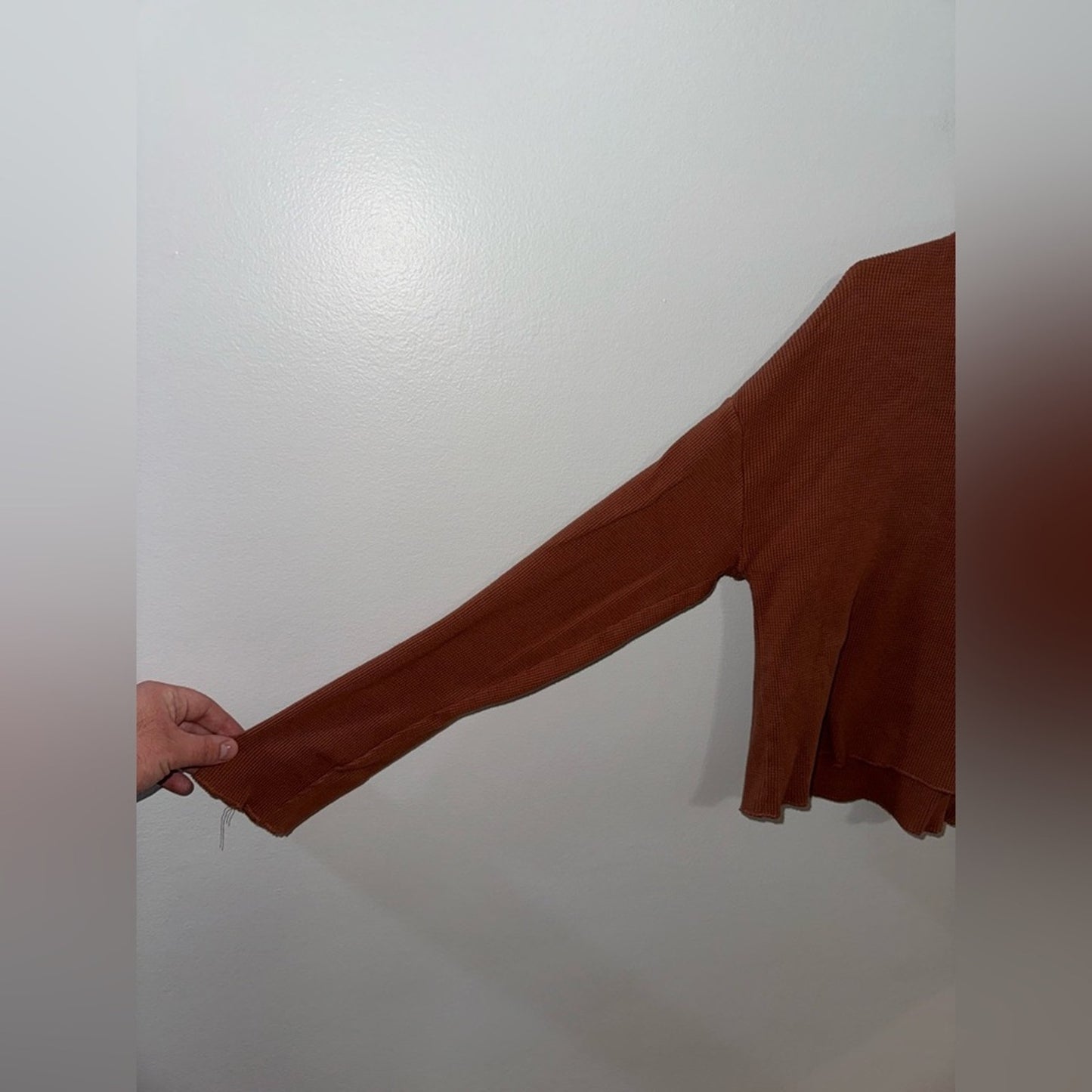 Pre-Owned LG Forever 21 Brown Waffle Knit Cropped Hooded Shirt