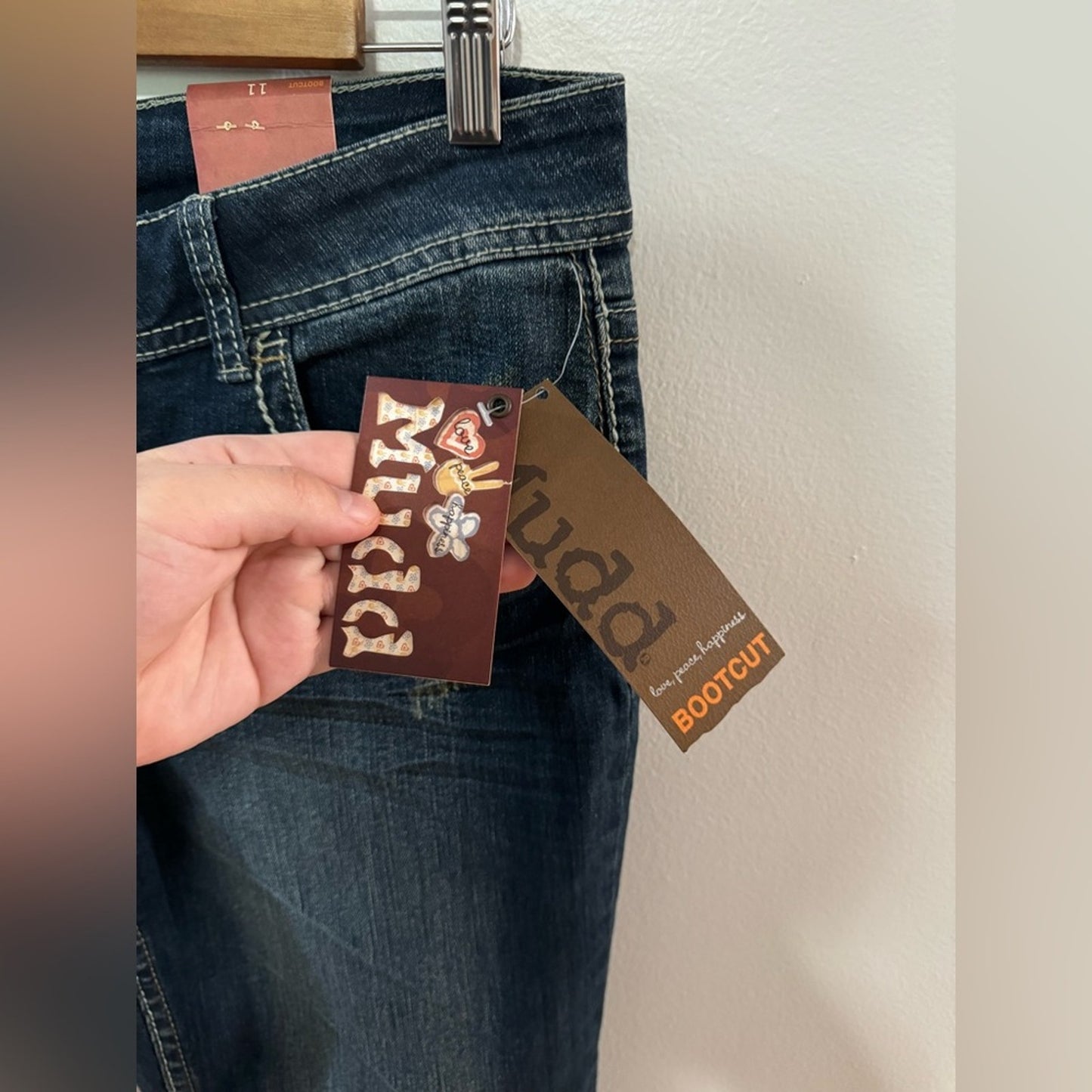 NWT Size 11 Mudd Dark Blue Distressed Boot Cut Jeans