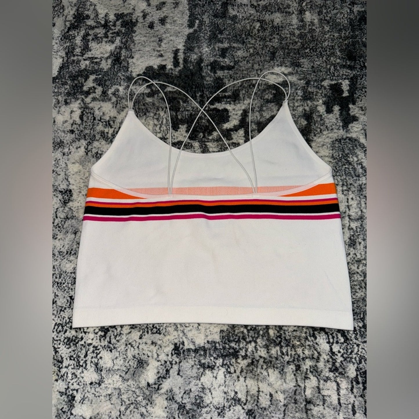 Pre-Owned XXXL No Boundaries White Striped Ribbed Crossback Top