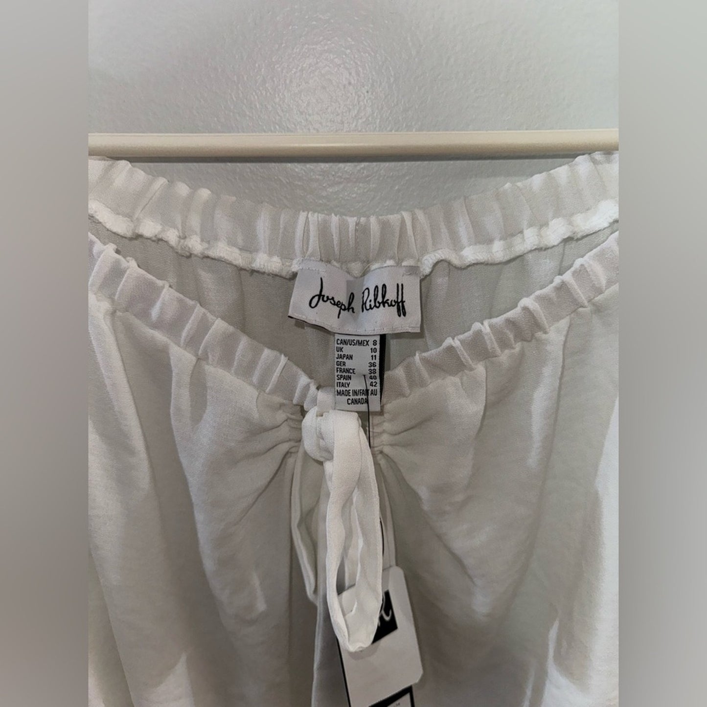 NWT Size 8 Joseph Ribkoff Ivory White Off the Shoulder Tie White Blouse