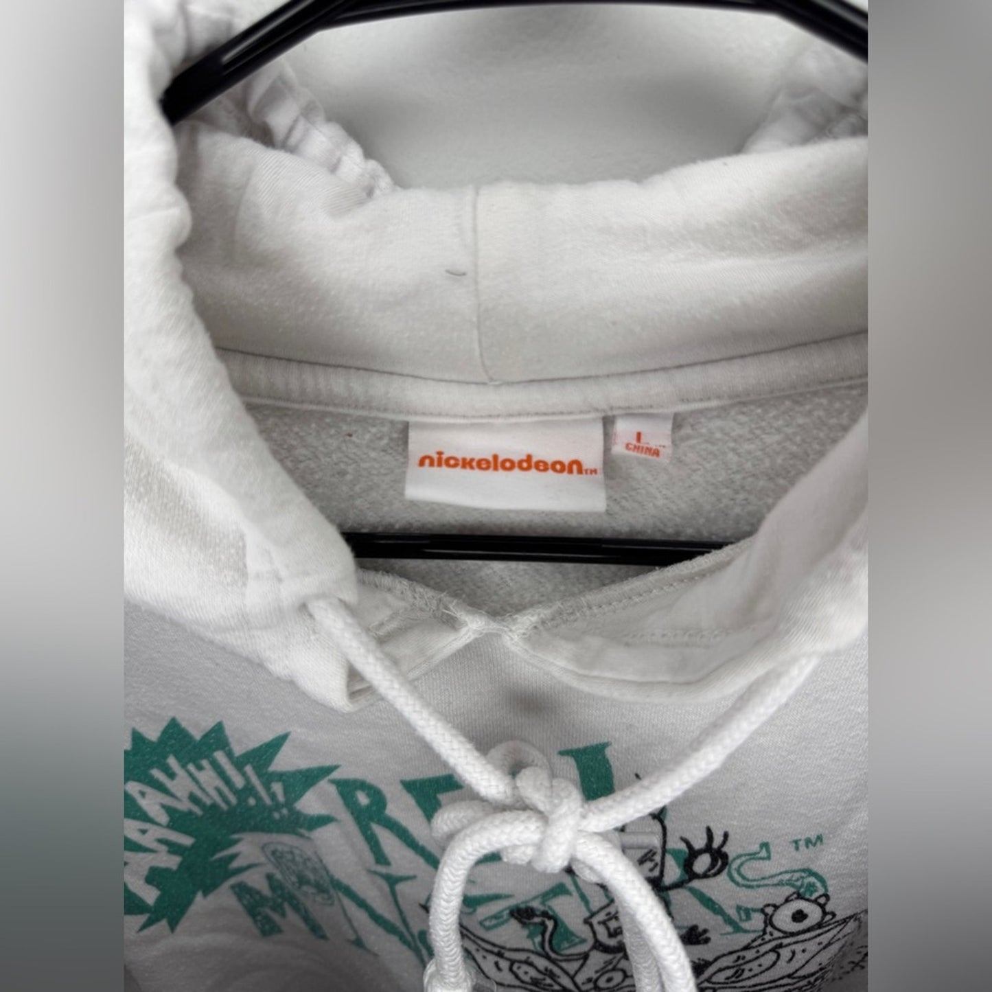 Pre-Owned Unisex LG Nickelodeon White Real Monsters and Rugrats Graphic Hoodie