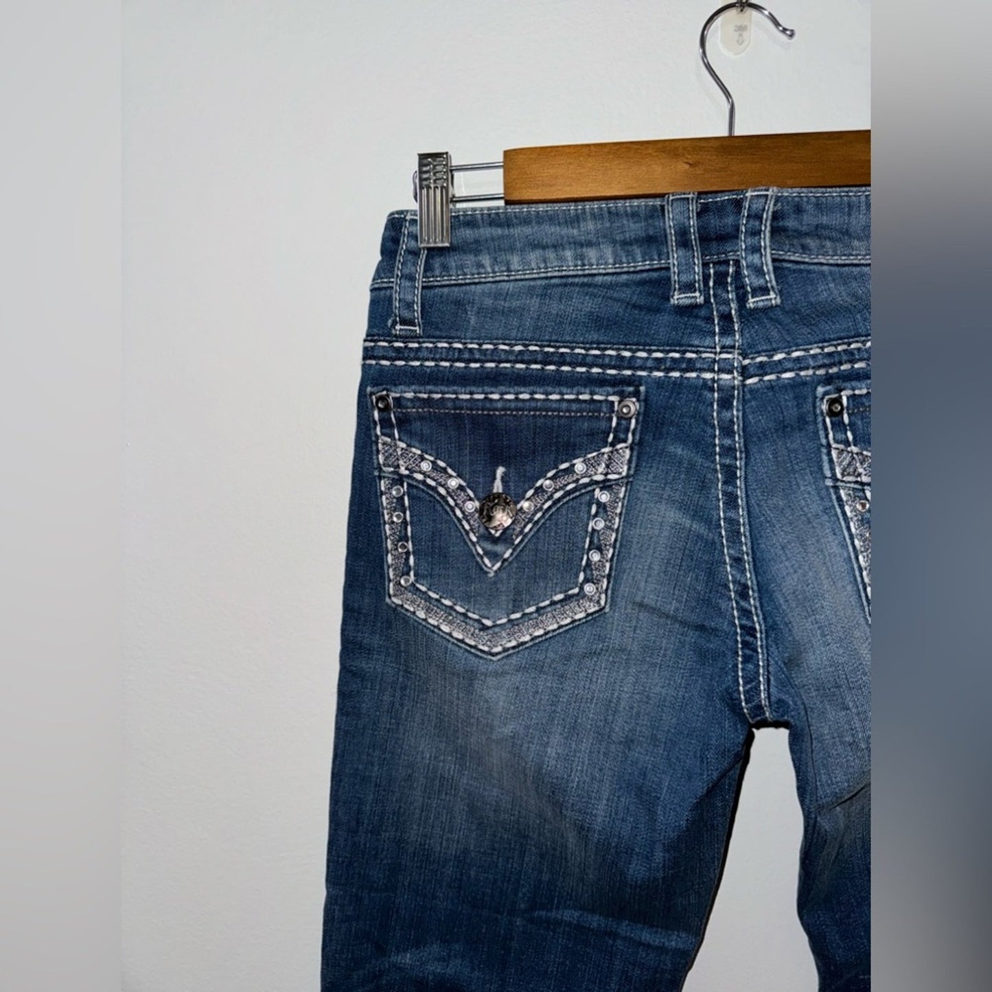 NWT W25xL30 Rock 47 by Wrangler Ultra Low Rise Rhinestone Embellished Jeans