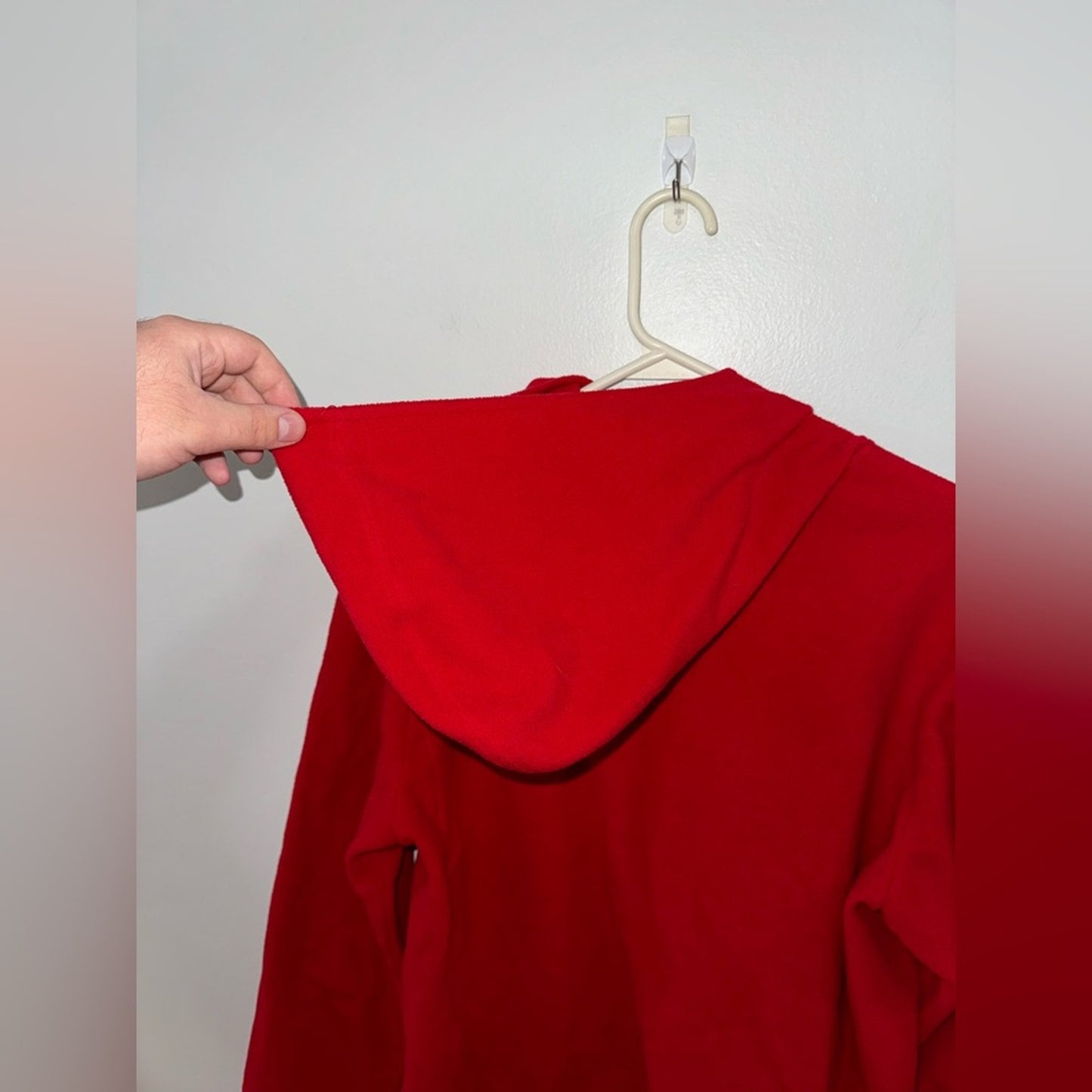 Pre-Owned LG New York and Company Red Hooded Zip Up Fleece Jacket