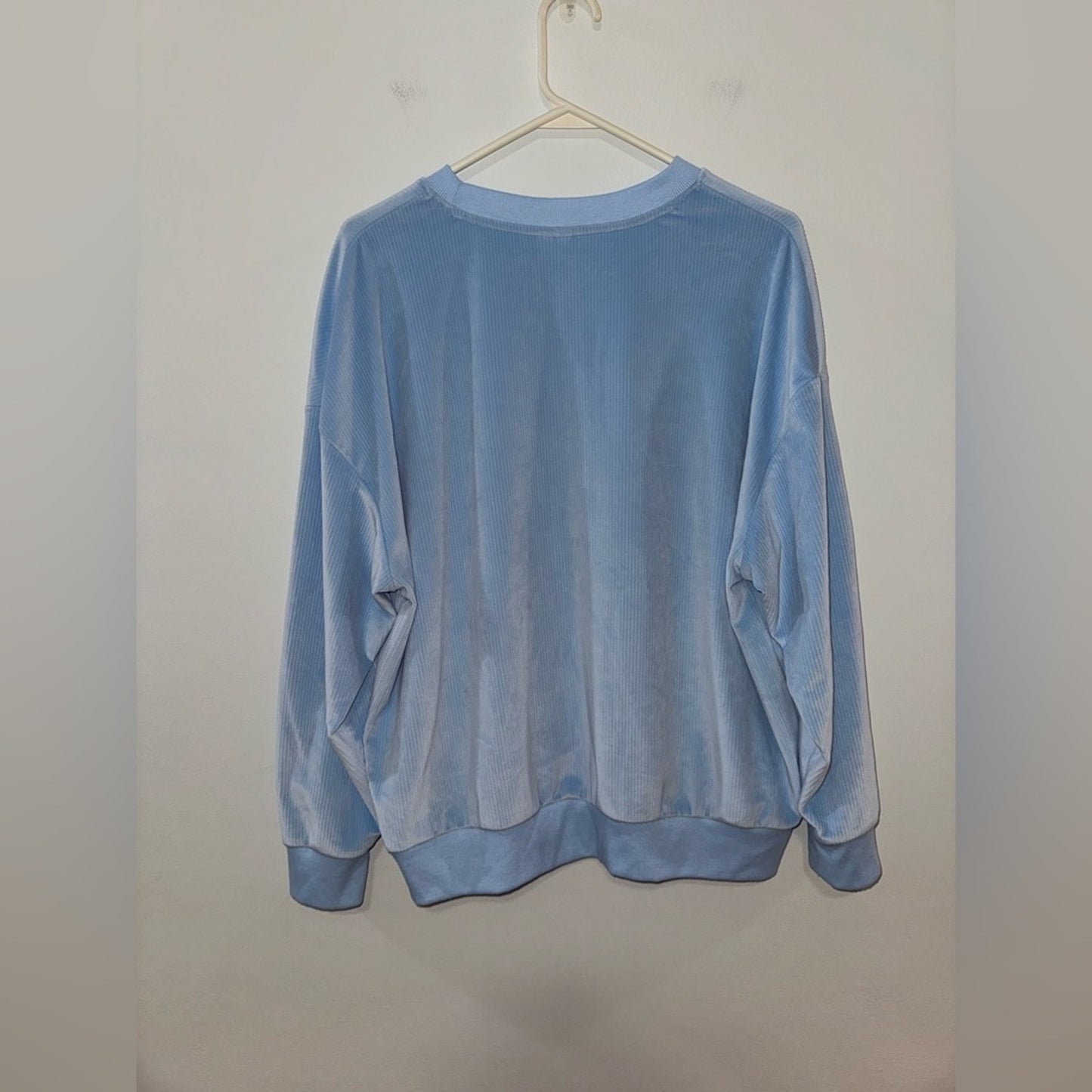 Pre-Owned XL Joyspun Blue Ribbed Velour Crewneck