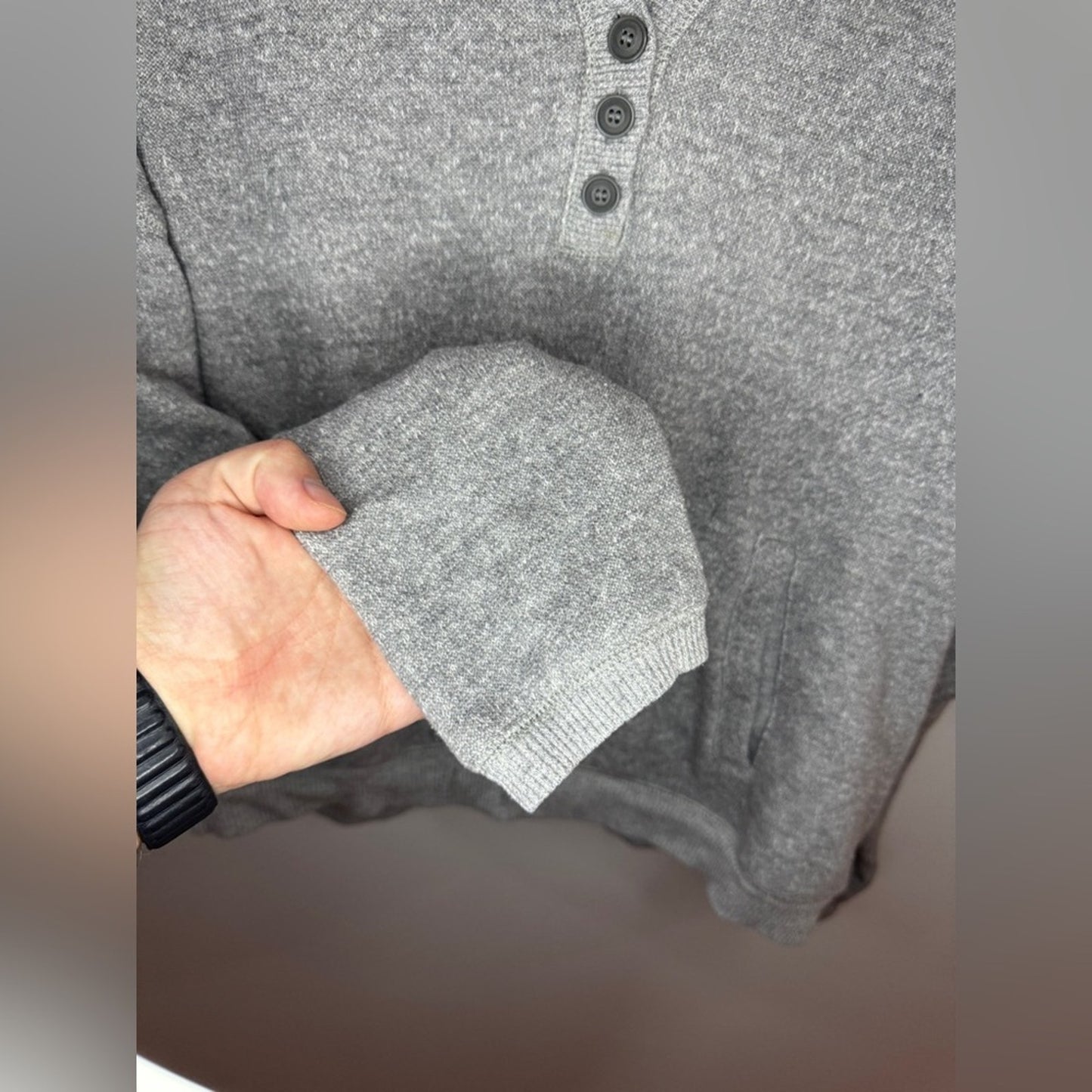 Pre-Owned LG Aerie Grey Button-Up Cropped Pullover Hoodie