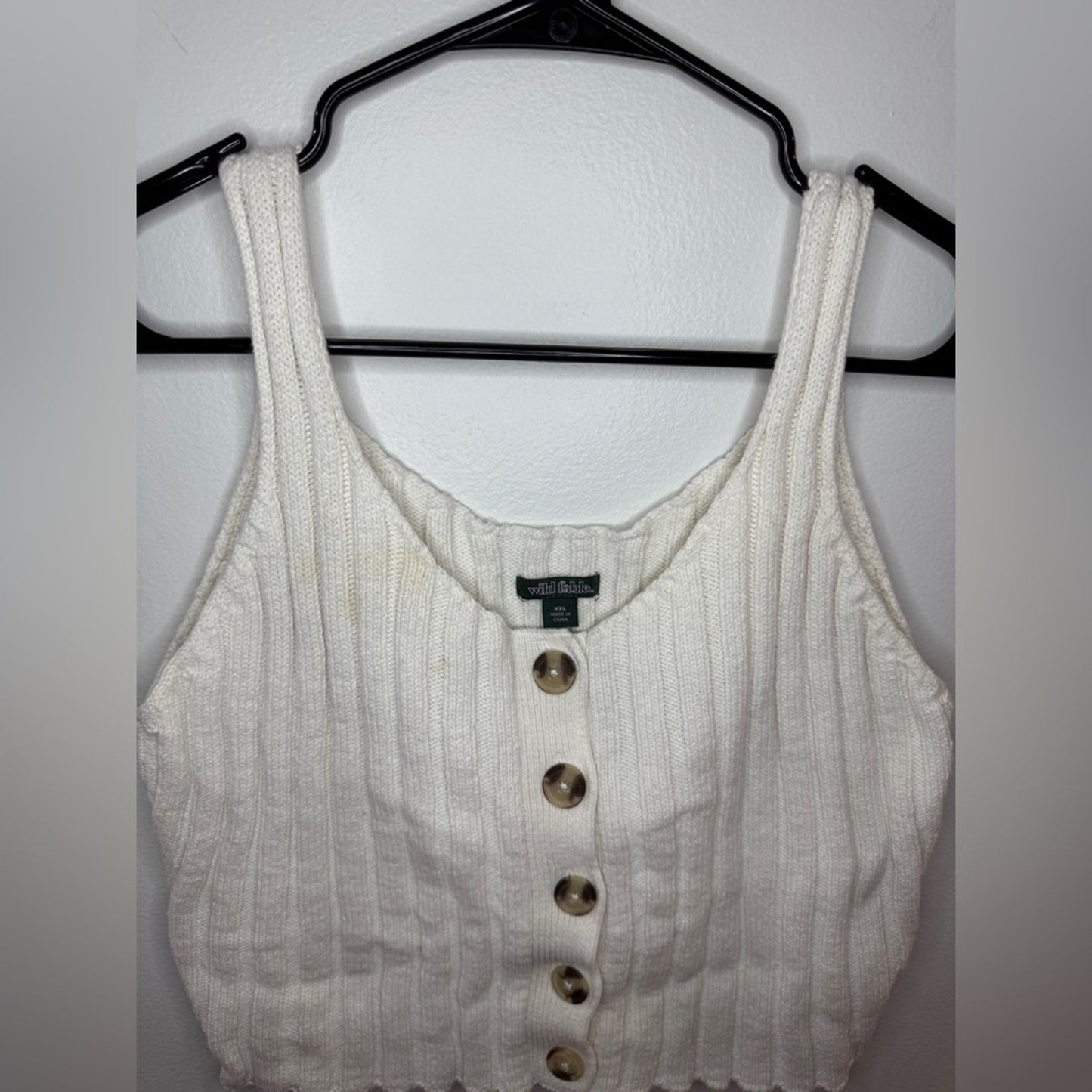 Pre-Owned XXL Wild Fable White Ribbed Knitted Tank Top