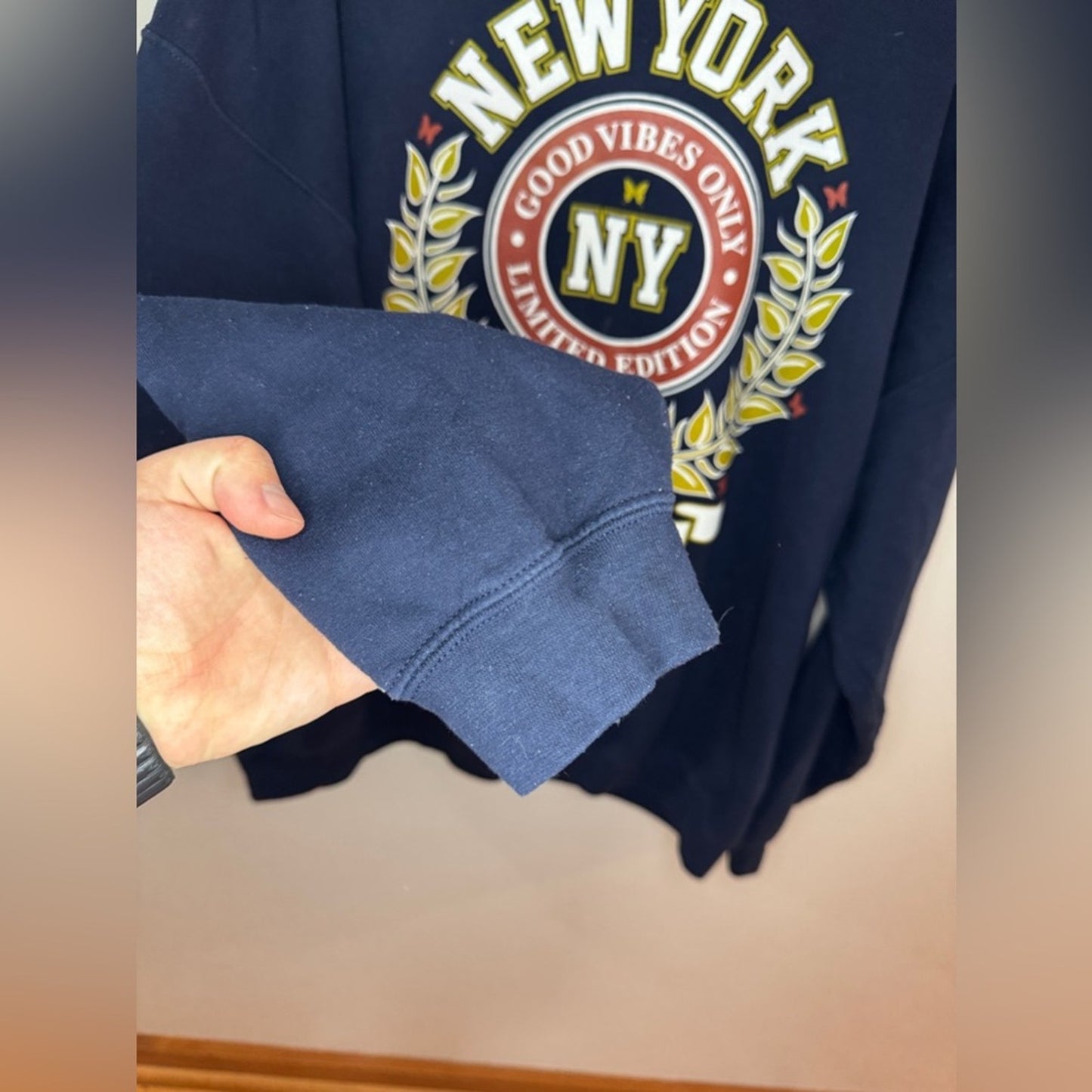 Pre-Owned XL Popular Girl Navy Blue New York Crewneck Shirt