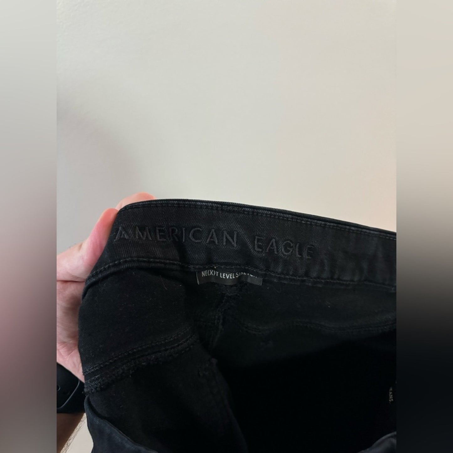 Size 12 Reg American Eagle Black Super Distressed Curvy High Rise Jegging Jeans