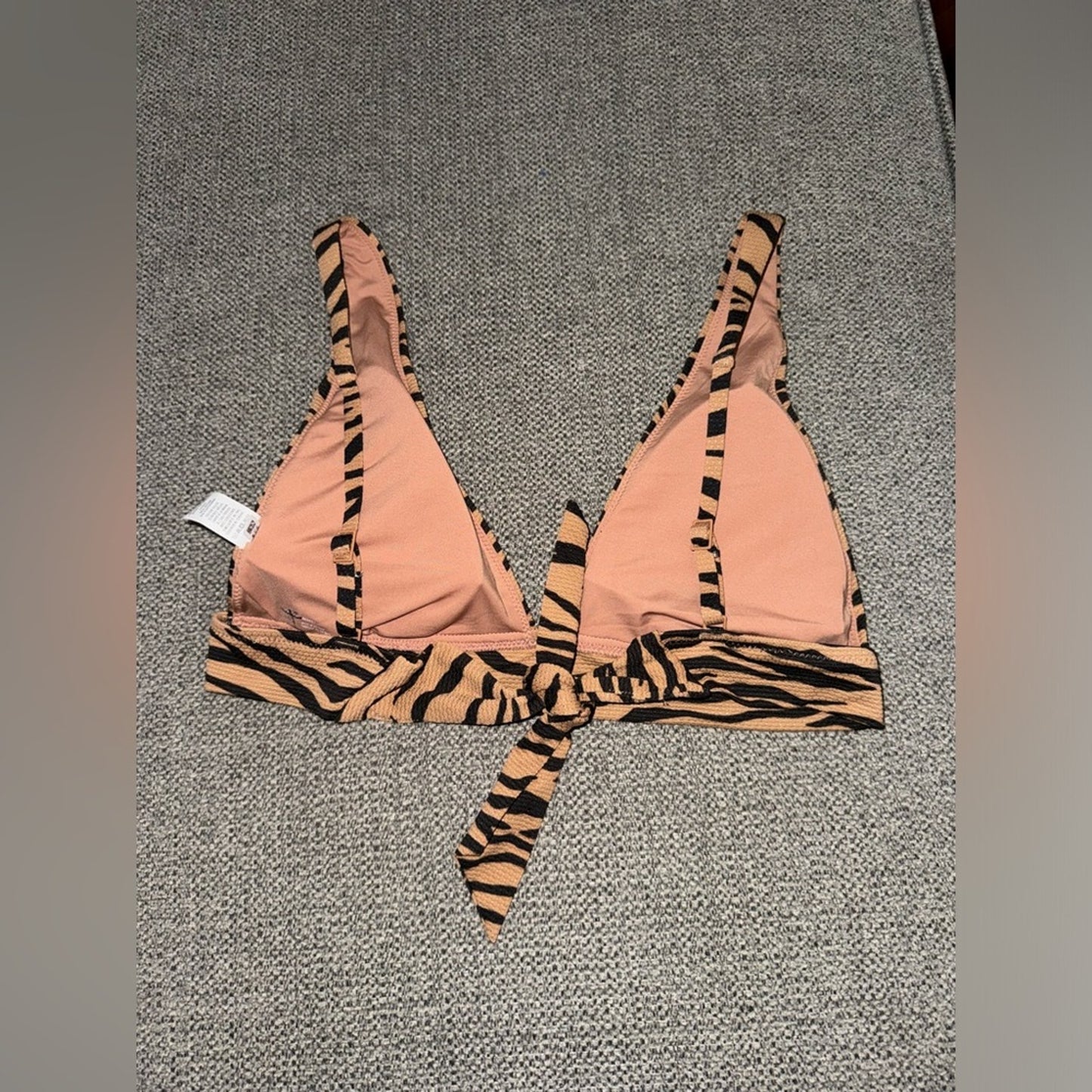Pre-Owned MD Aerie Tan Zebra Print Triangle Bikini Top
