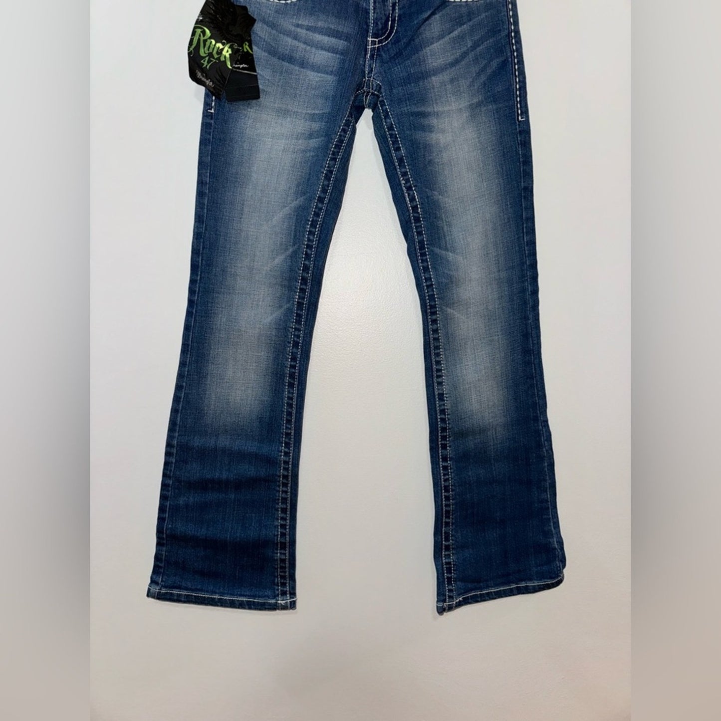 NWT W24xL30 Rock 47 by Wrangler Ultra Low Rise Blue Boot Cut Jeans
