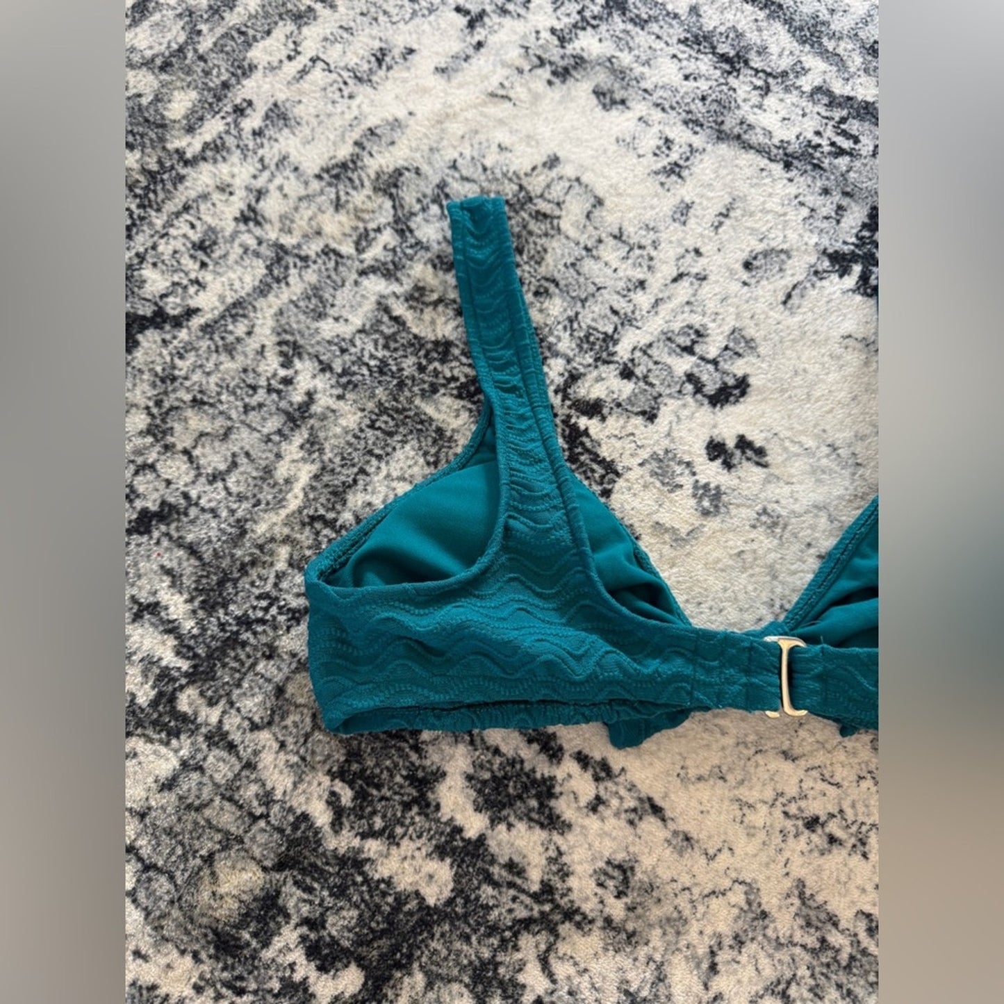 Pre-Owned MD Mossimo Teal Textured Front Tie Bikini Top