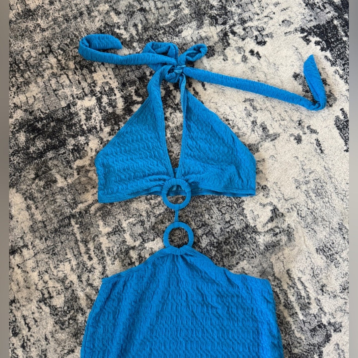Pre-Owned MD SHEIN Blue Textured Halter Dress