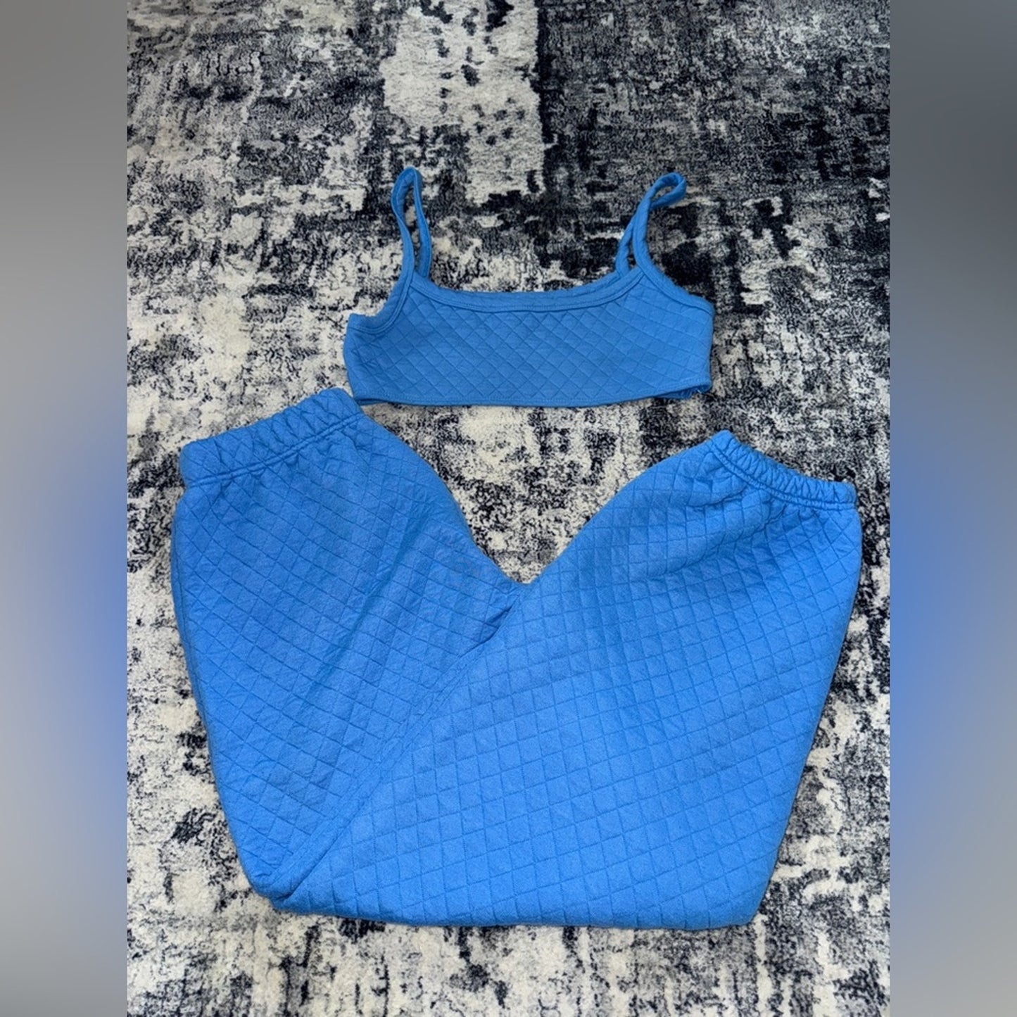Pre-Owned Size 10 Princess Polly Blue Ara Bella Crop Tank Top & Sweatpants Set