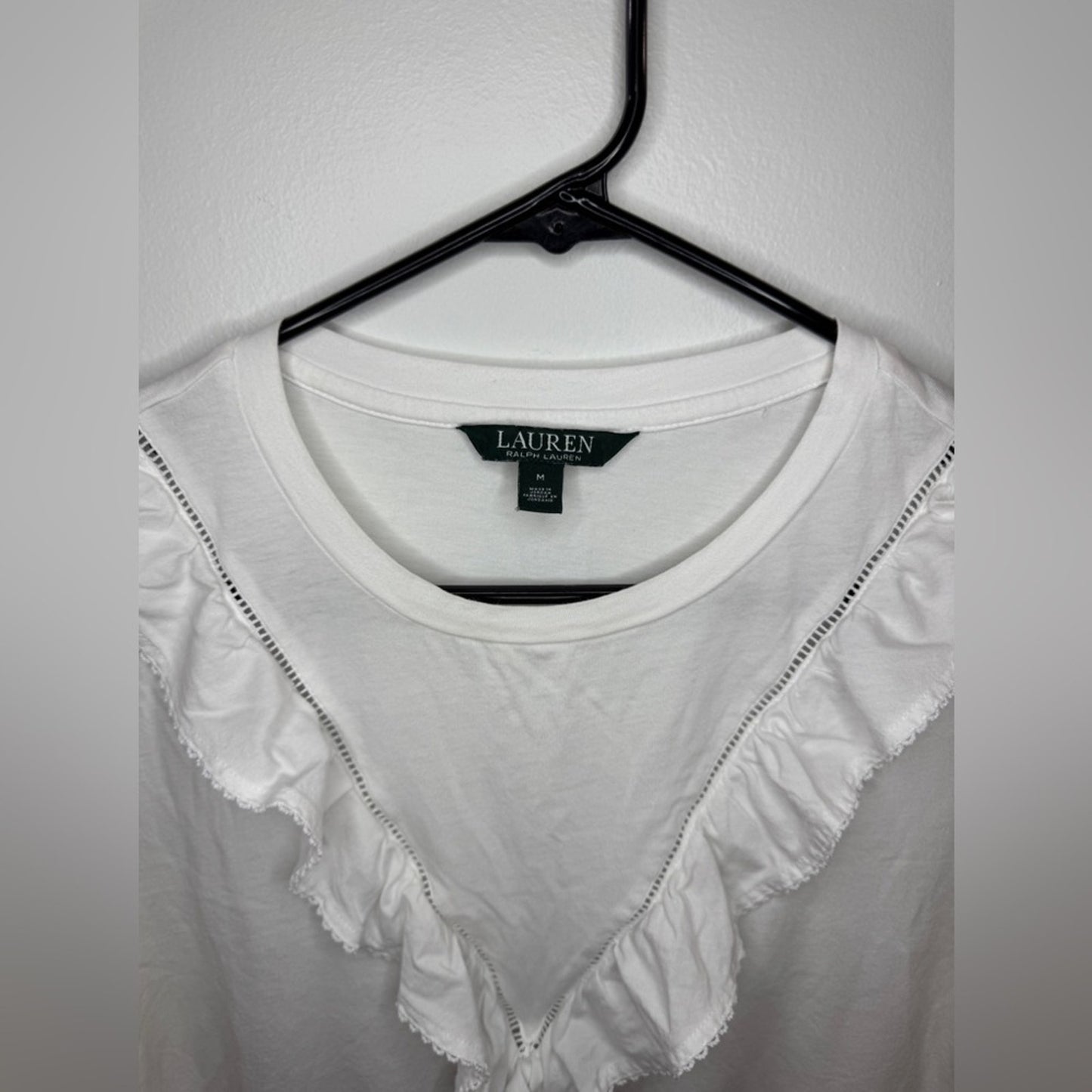 Pre-Owned MD Lauren Ralph Lauren White Ruffle Top