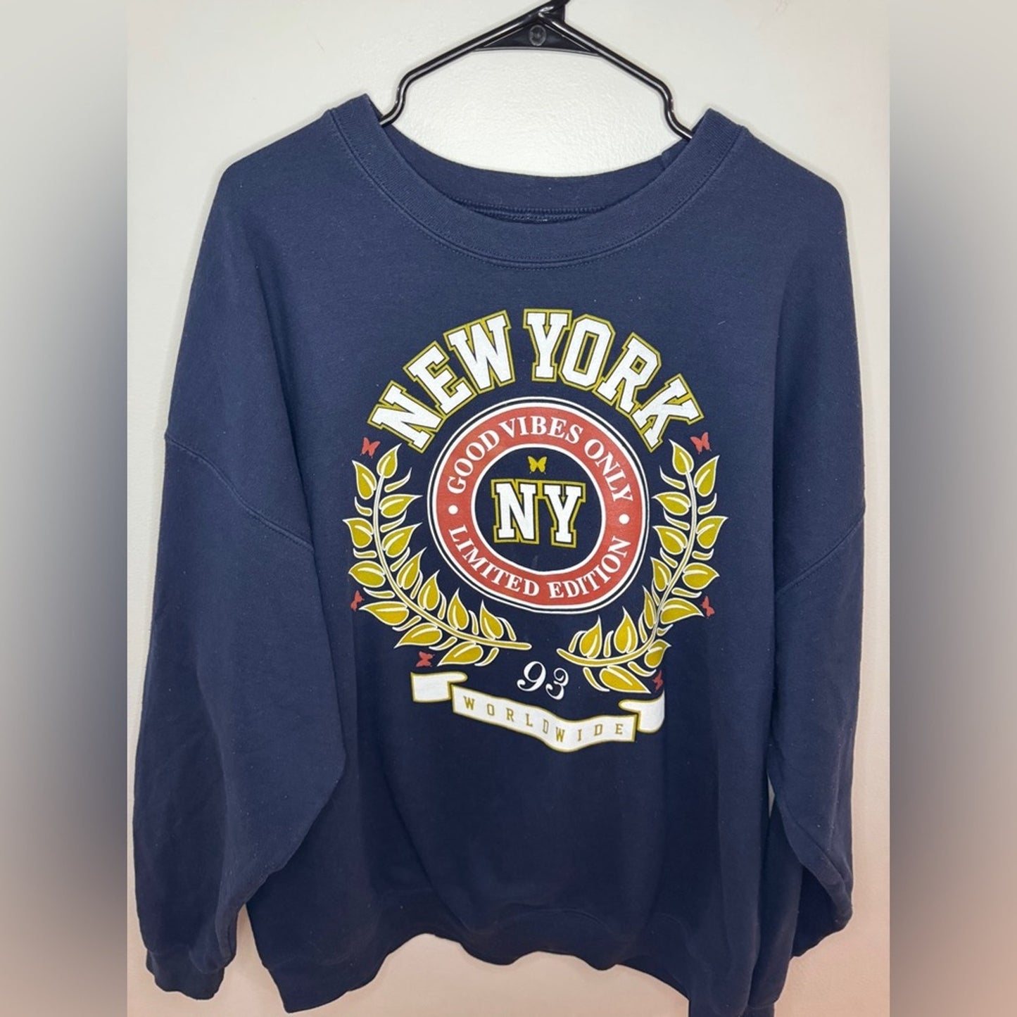 Pre-Owned XL Popular Girl Navy Blue New York Crewneck Shirt