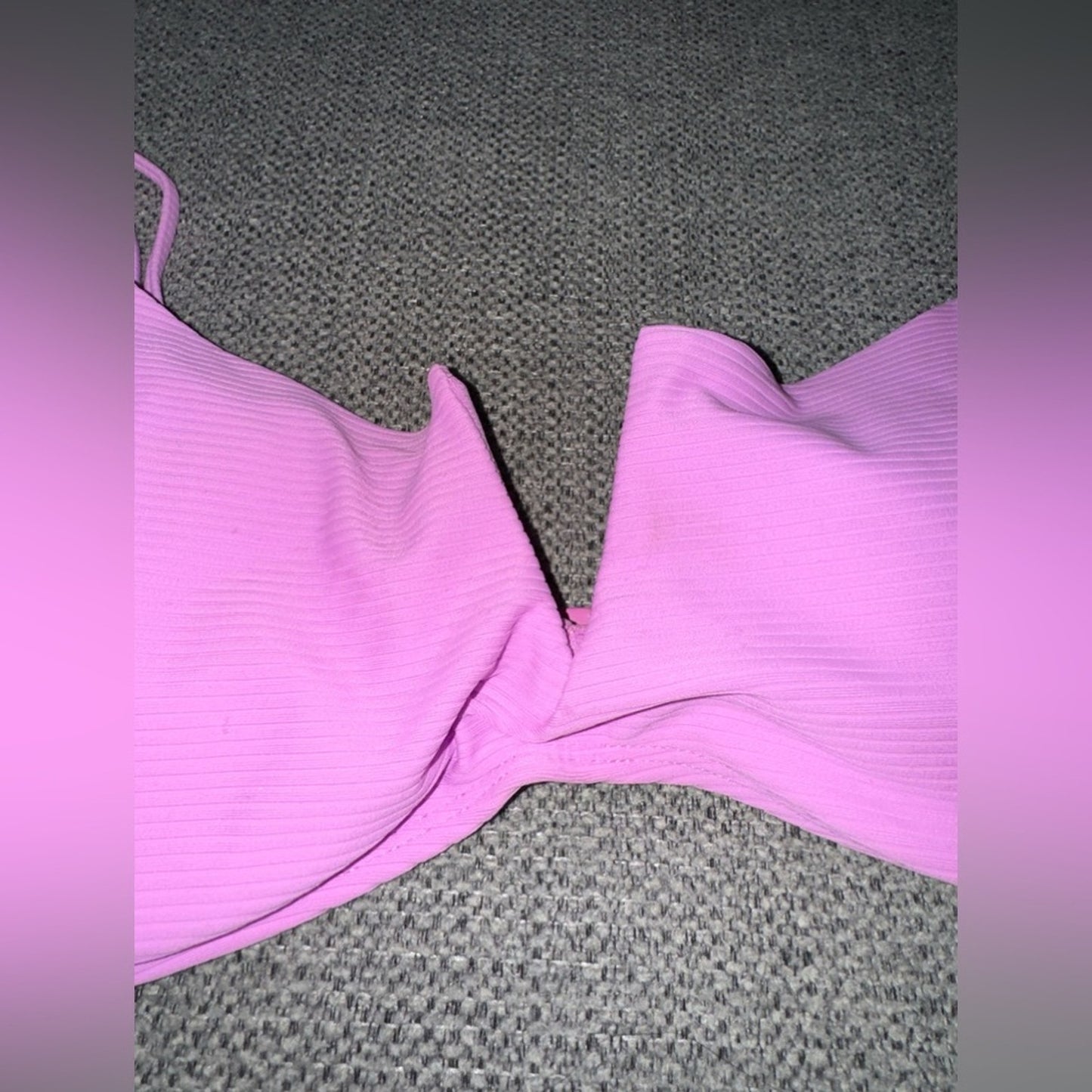 Pre-Owned LG No Boundaries Pink Ribbed Structured V Bikini Top