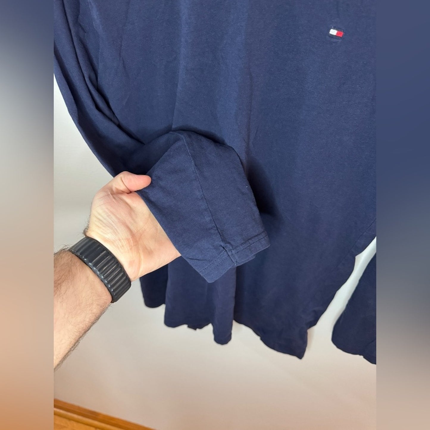 Pre-Owned LG 16/18 Boys Tommy Hilfiger Navy Long Sleeve Shirt
