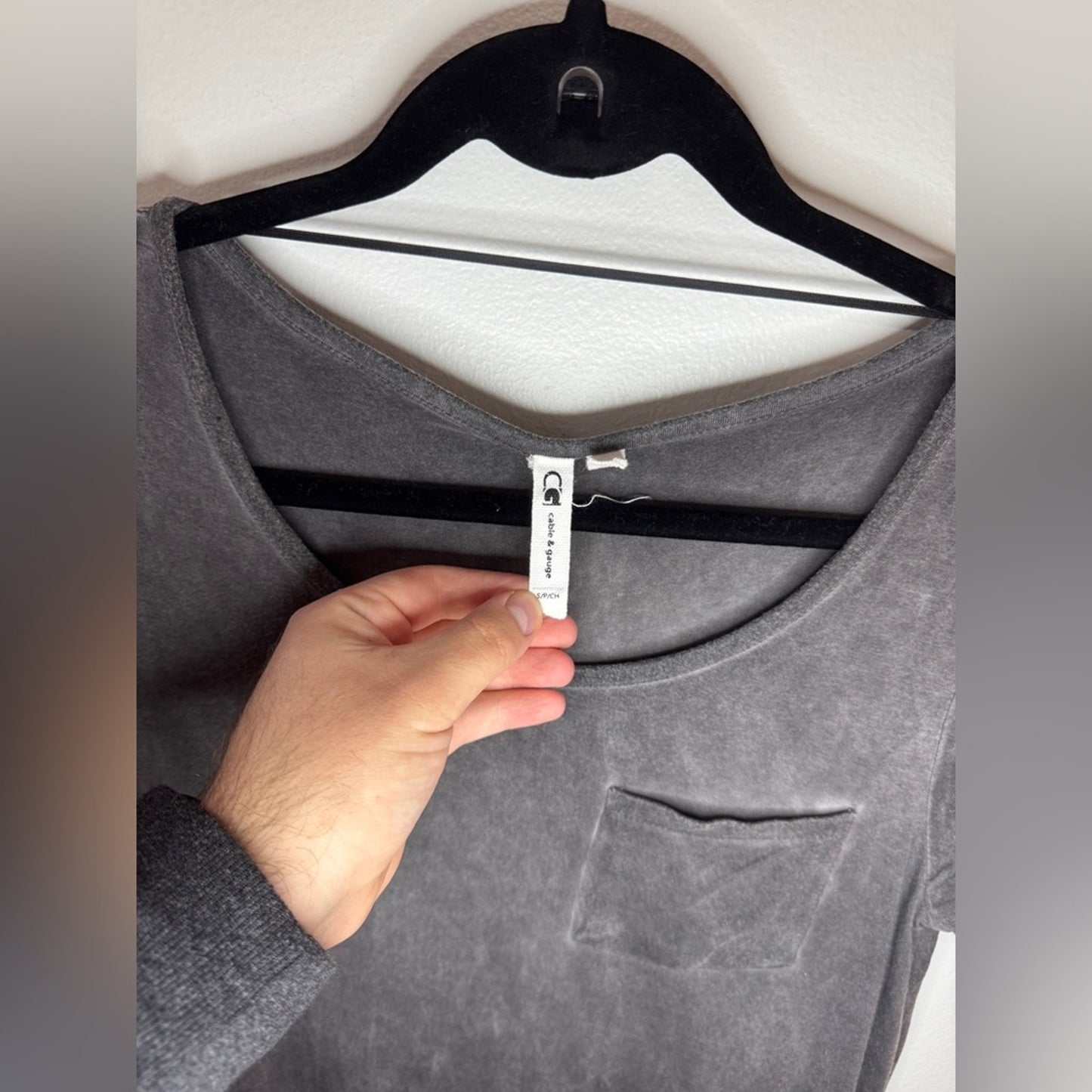 Pre-Owned SM Cable and Gauge Grey Distressed T-Shirt Dress