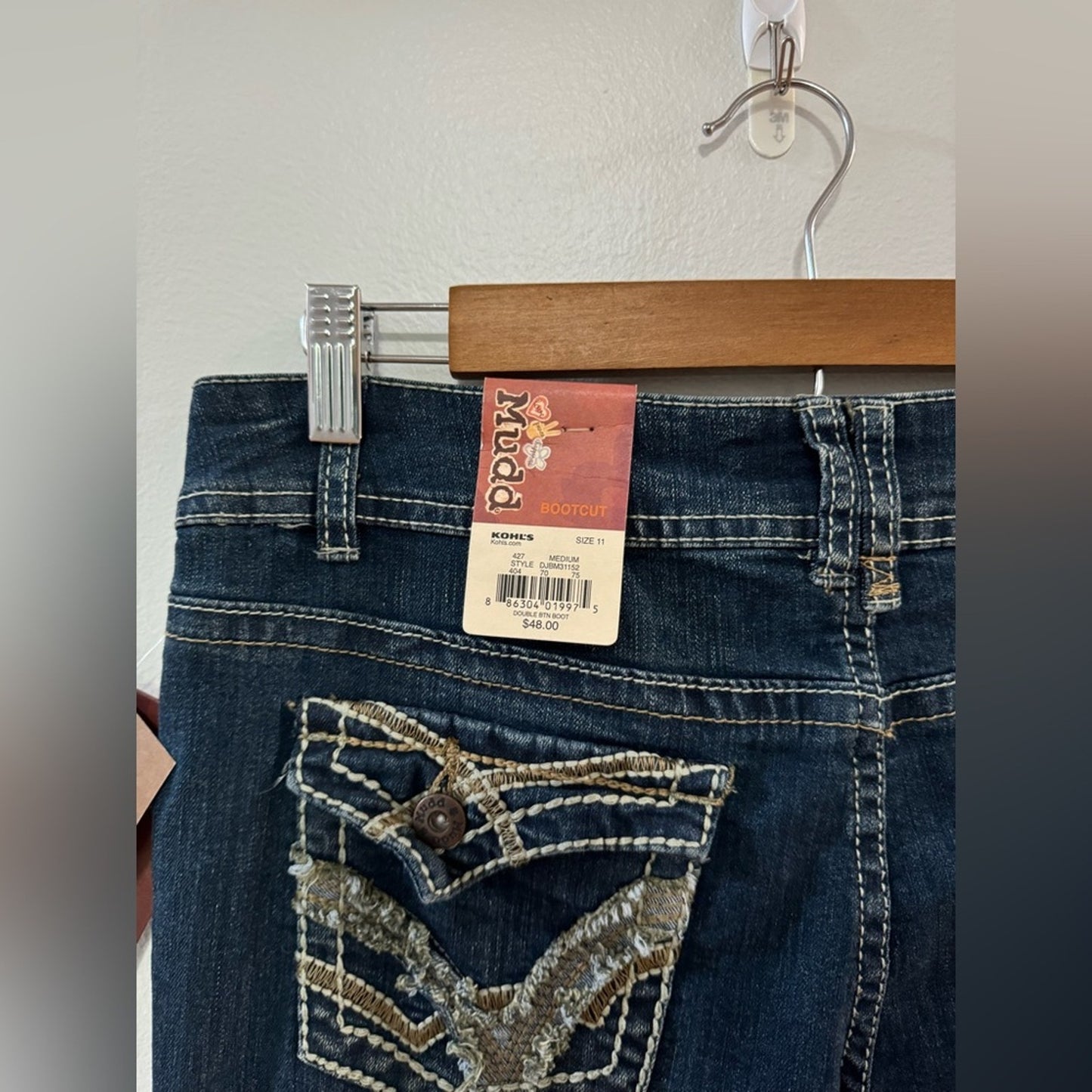 NWT Size 11 Mudd Dark Blue Distressed Boot Cut Jeans