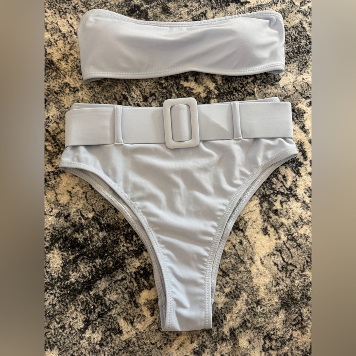 Pre-Owned SM LA Swim Blue Tube Top and Bikini Bottom Set