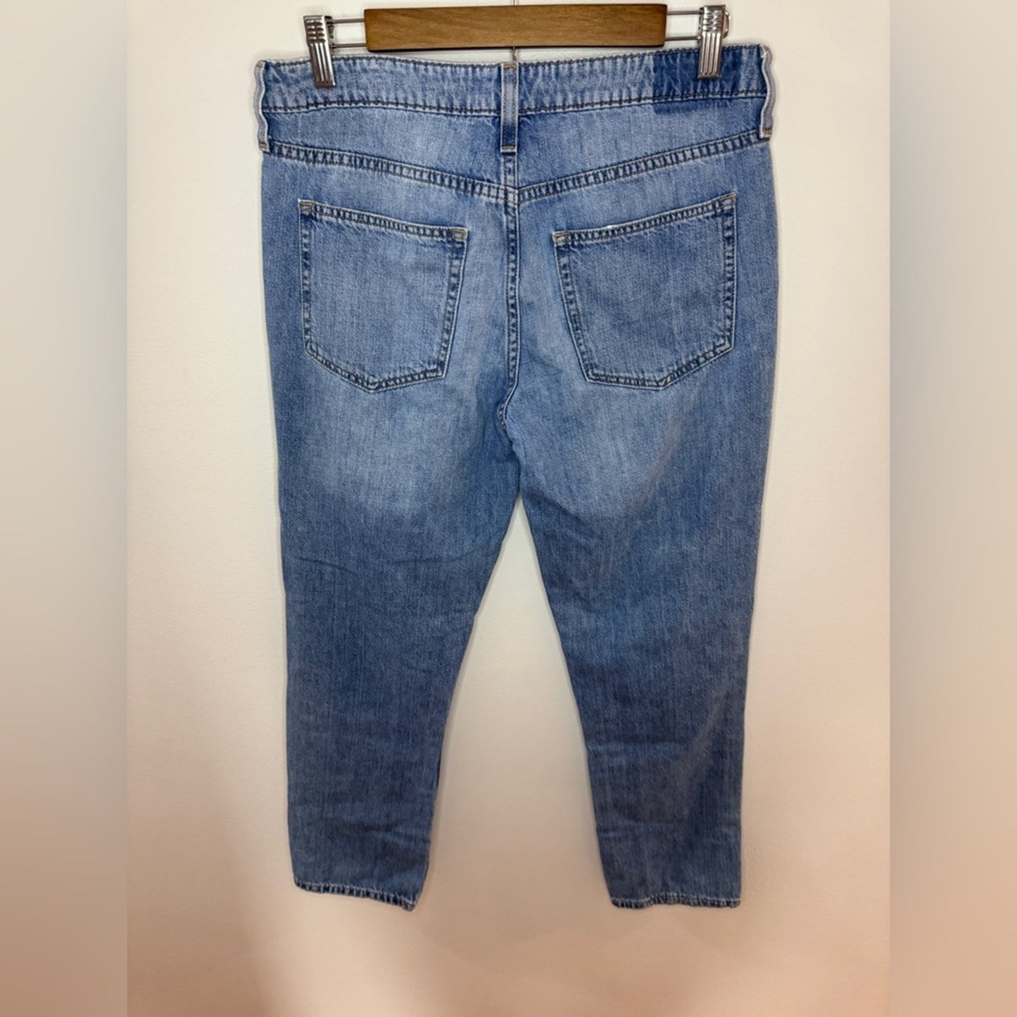 Size 6 Regular Aeropostale Light Blue Distressed Patched Boyfriend Jeans