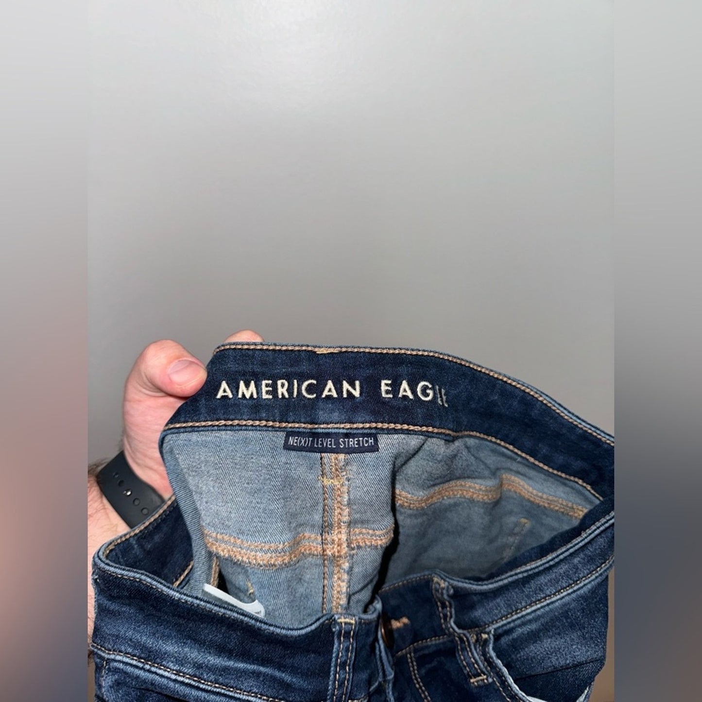 Pre-Owned Size 10 Short American Eagle Dark Blue Distressed Jegging