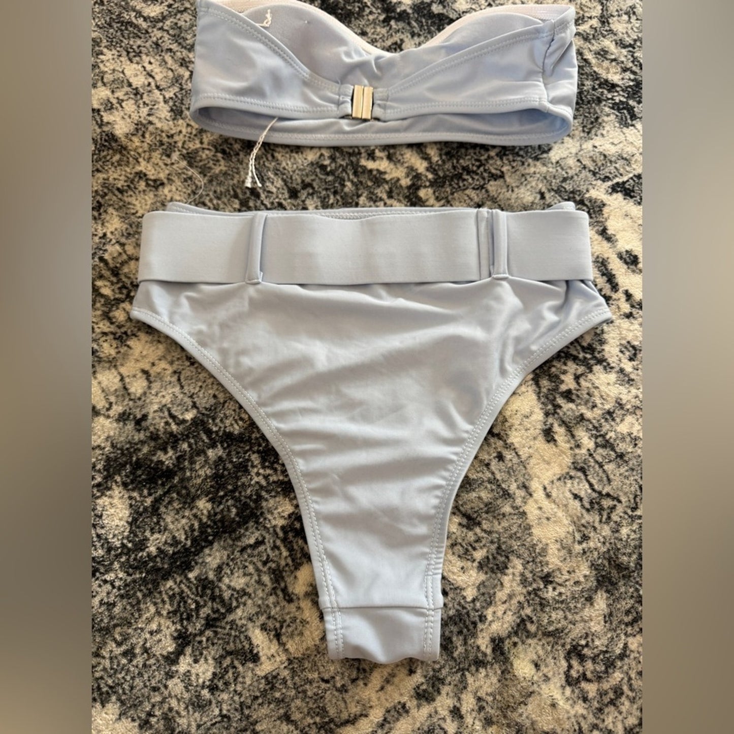Pre-Owned SM LA Swim Blue Tube Top and Bikini Bottom Set