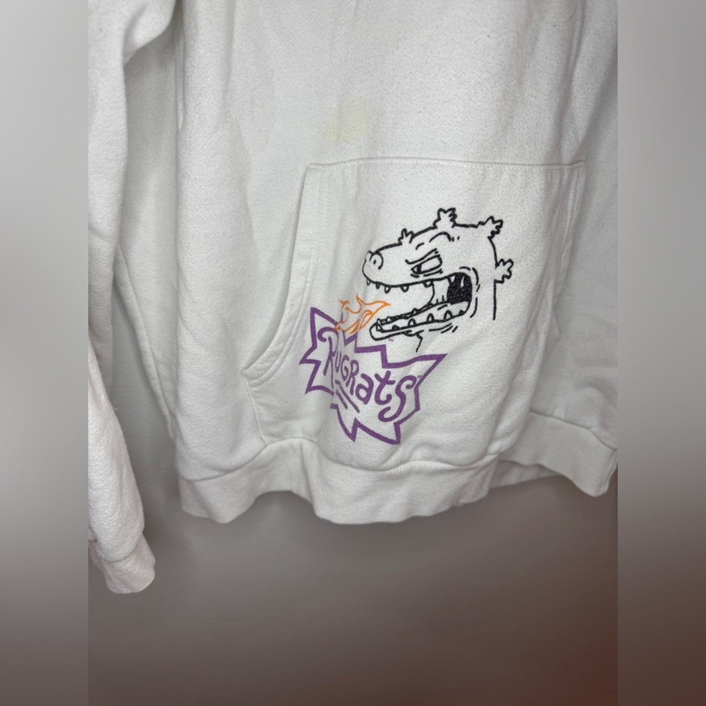 Pre-Owned Unisex LG Nickelodeon White Real Monsters and Rugrats Graphic Hoodie