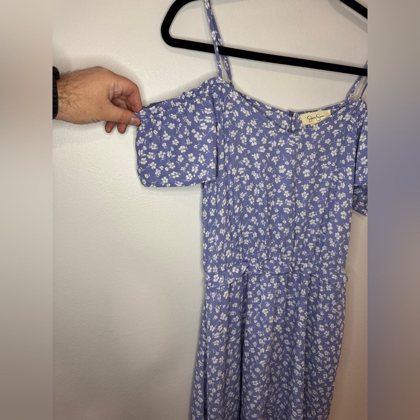 Pre-Owned MD Jessica Simpson Blue Floral Off the Shoulder Dress