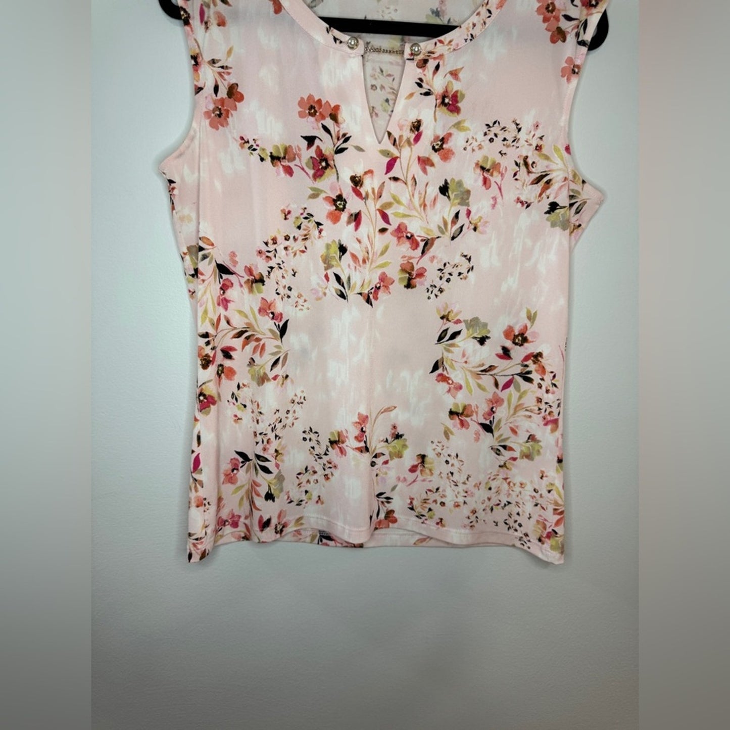 Pre-Owned MD Calvin Klein Pink Floral Print Tank Top