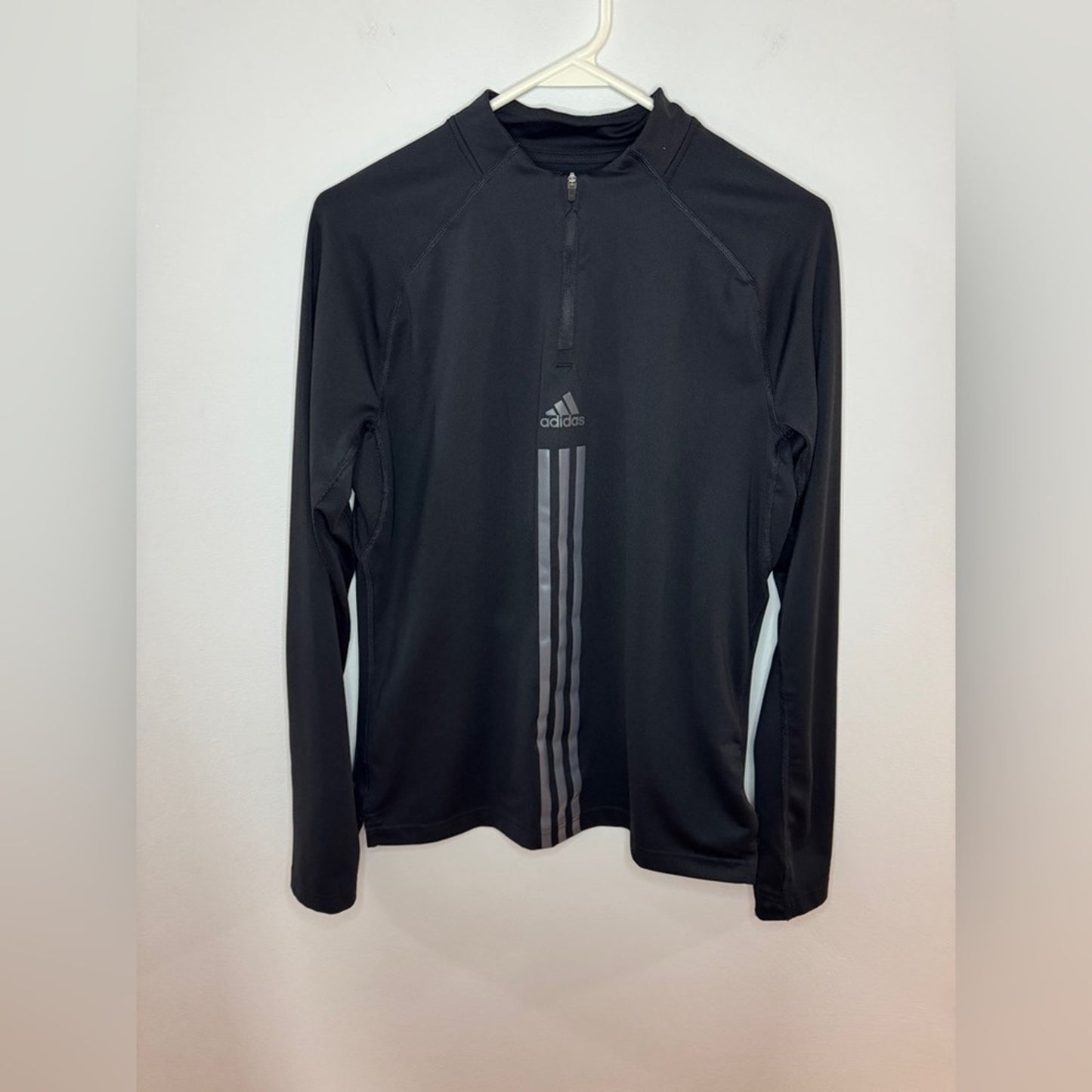Pre-Owned MD Adidas Black Quarter Zip Athletic Long Sleeve Shirt