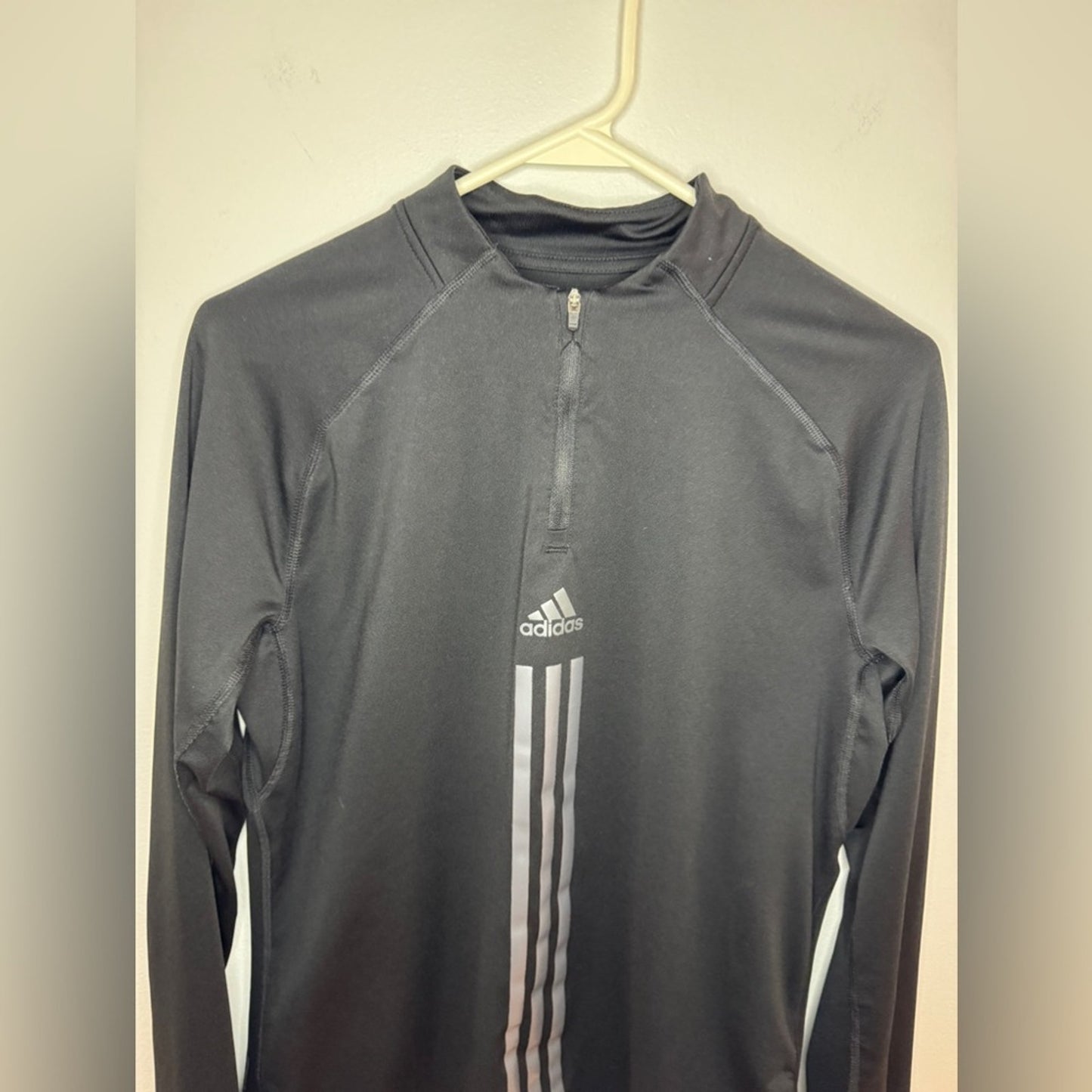 Pre-Owned MD Adidas Black Quarter Zip Athletic Long Sleeve Shirt
