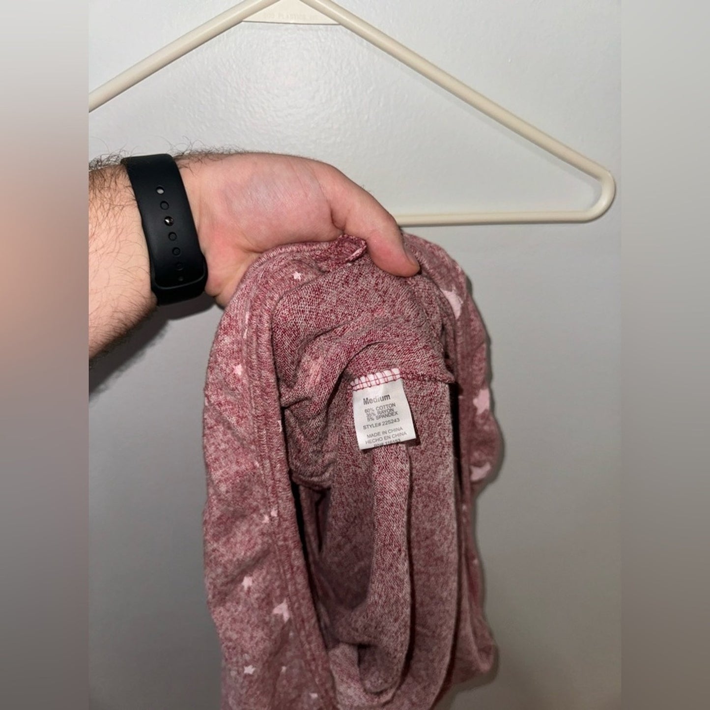Pre-Owned MD Poof New York Pink and White Star Open Back Long Sleeve Shirt