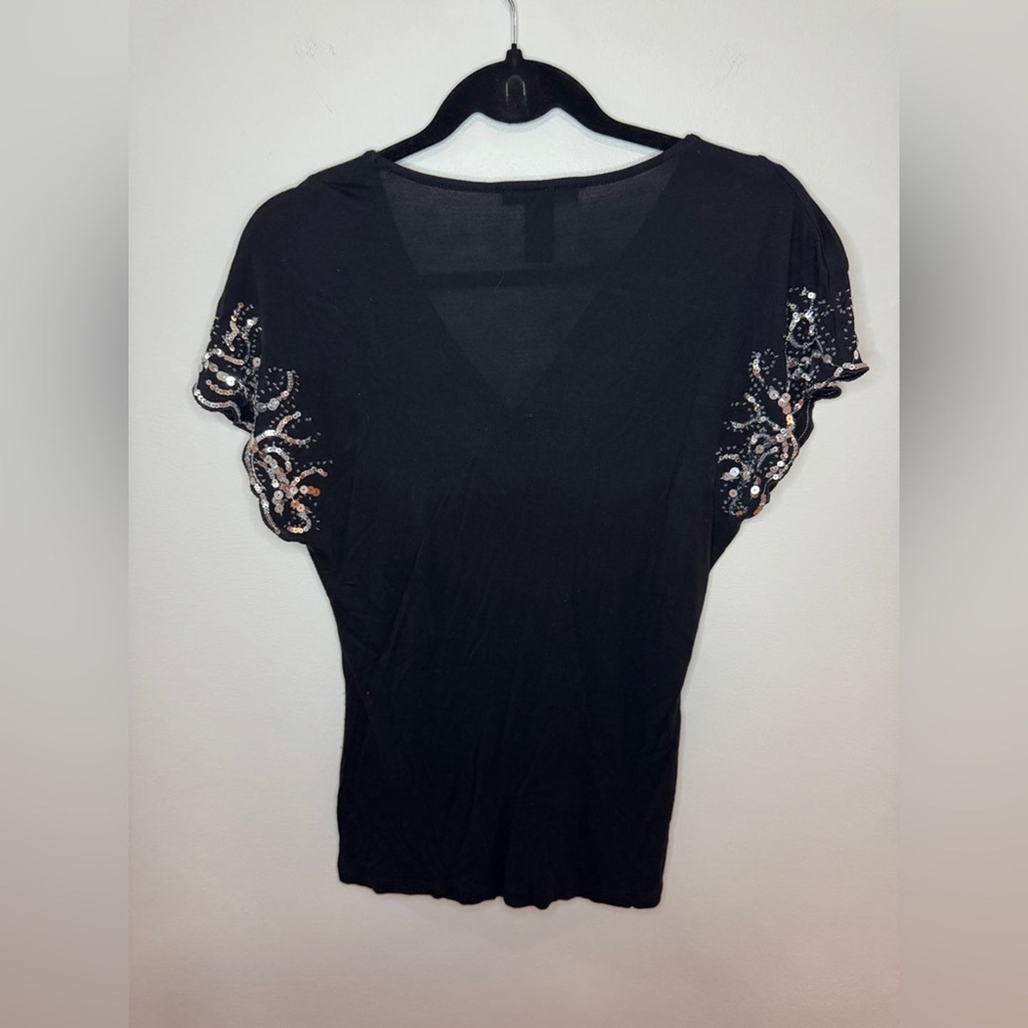 Pre-Owned MD Willi Smith Black Sequin Sleeves Top