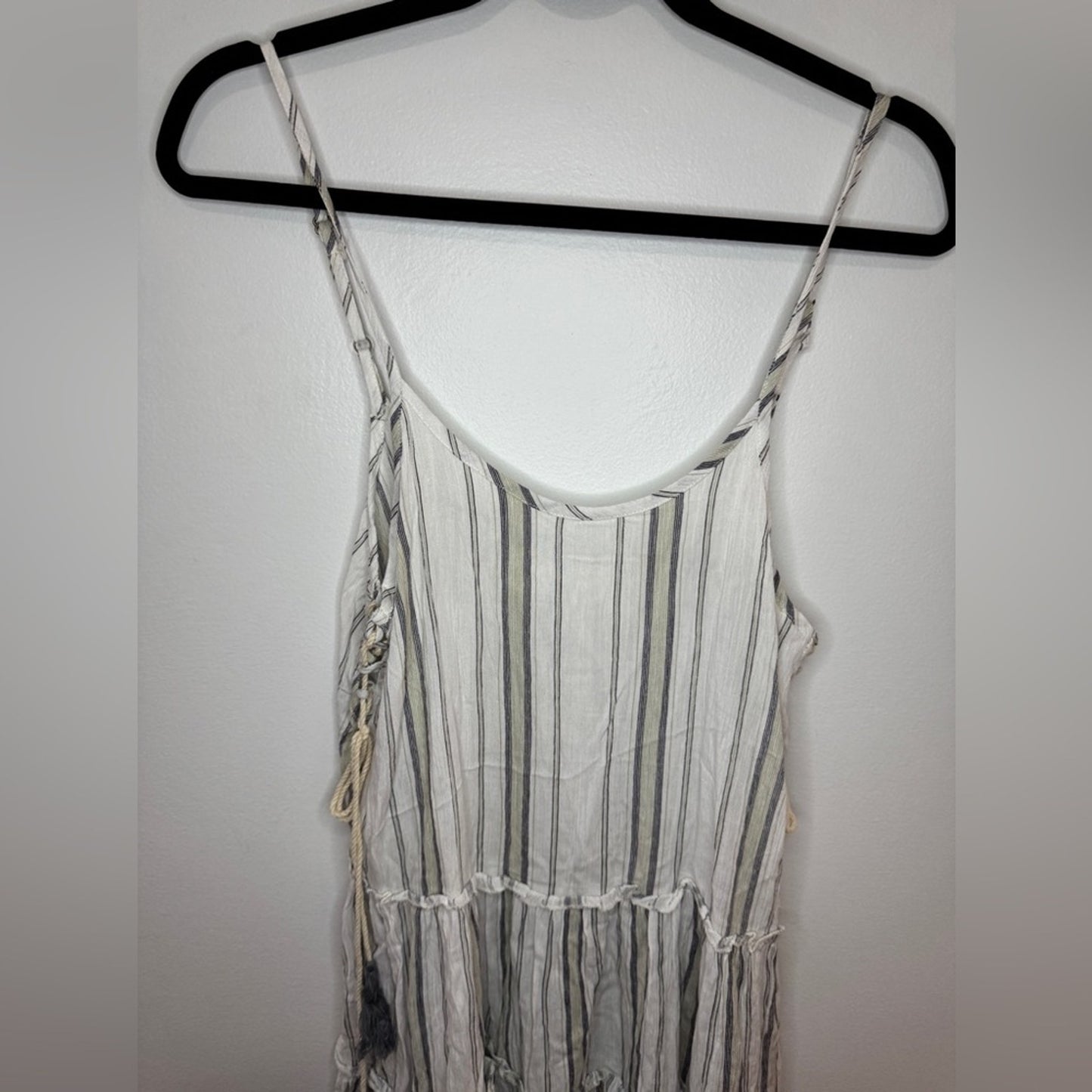 NWT XS Kiwi + Punch White Striped Side Tie Dress