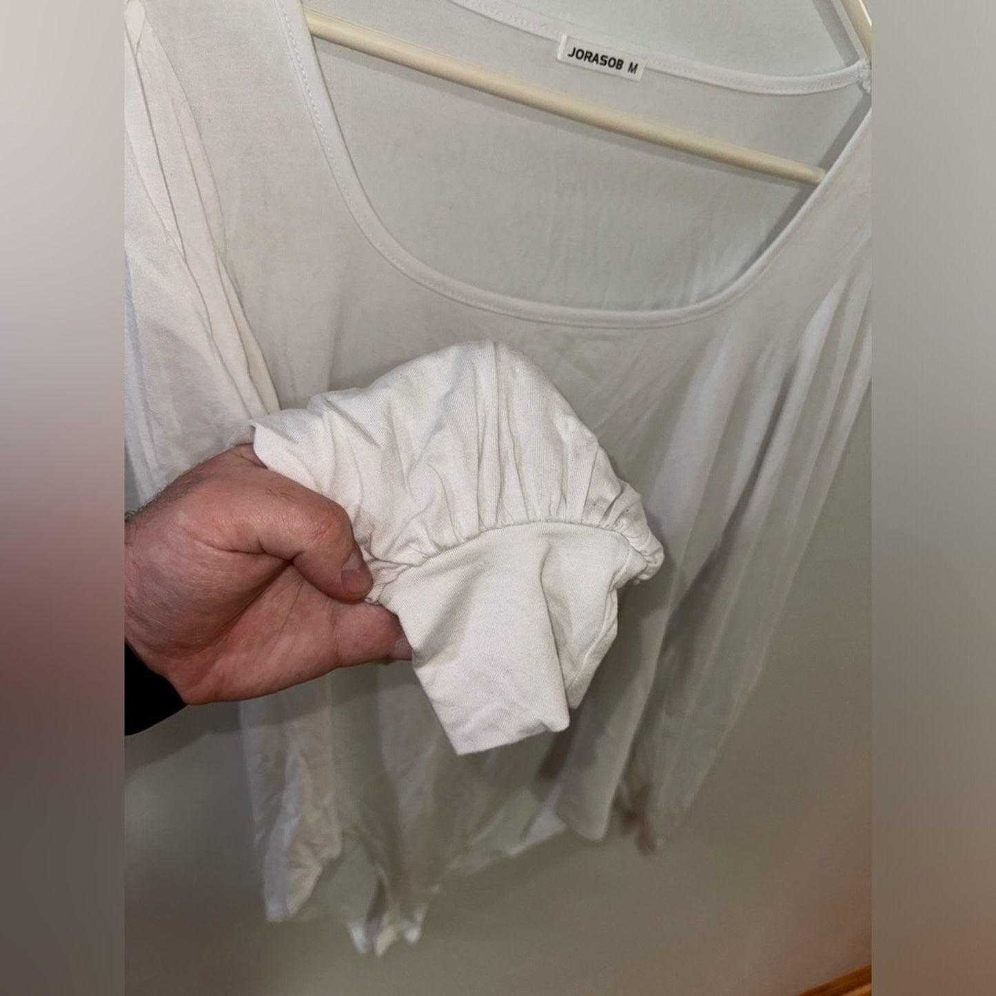 Pre-Owned MD Jorasob White Long Sleeve Flowy Bodysuit