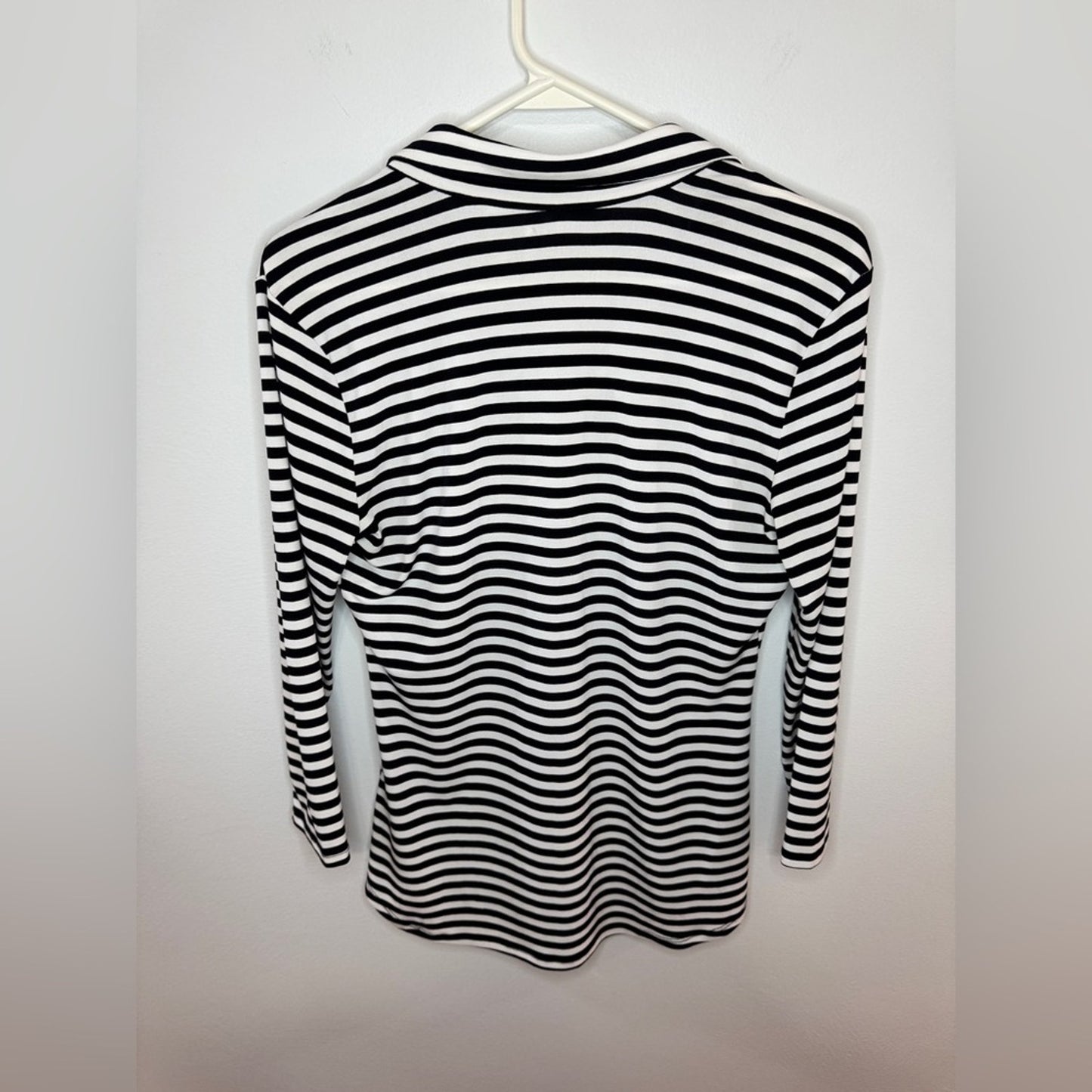SM New York and Company Black and White Striped Blouse