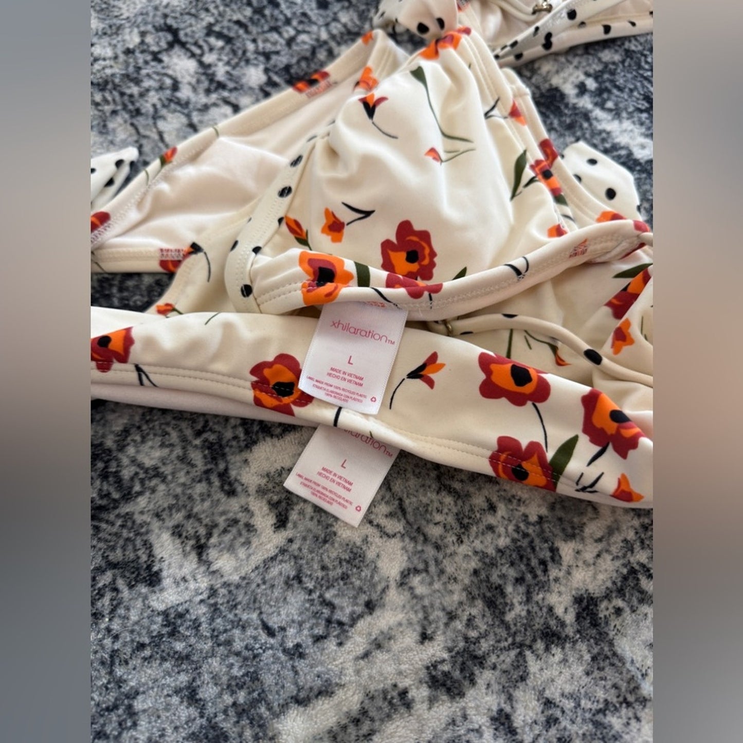 Pre-Owned LG Xhilaration White Floral Print Bikini Top and Bottom Set