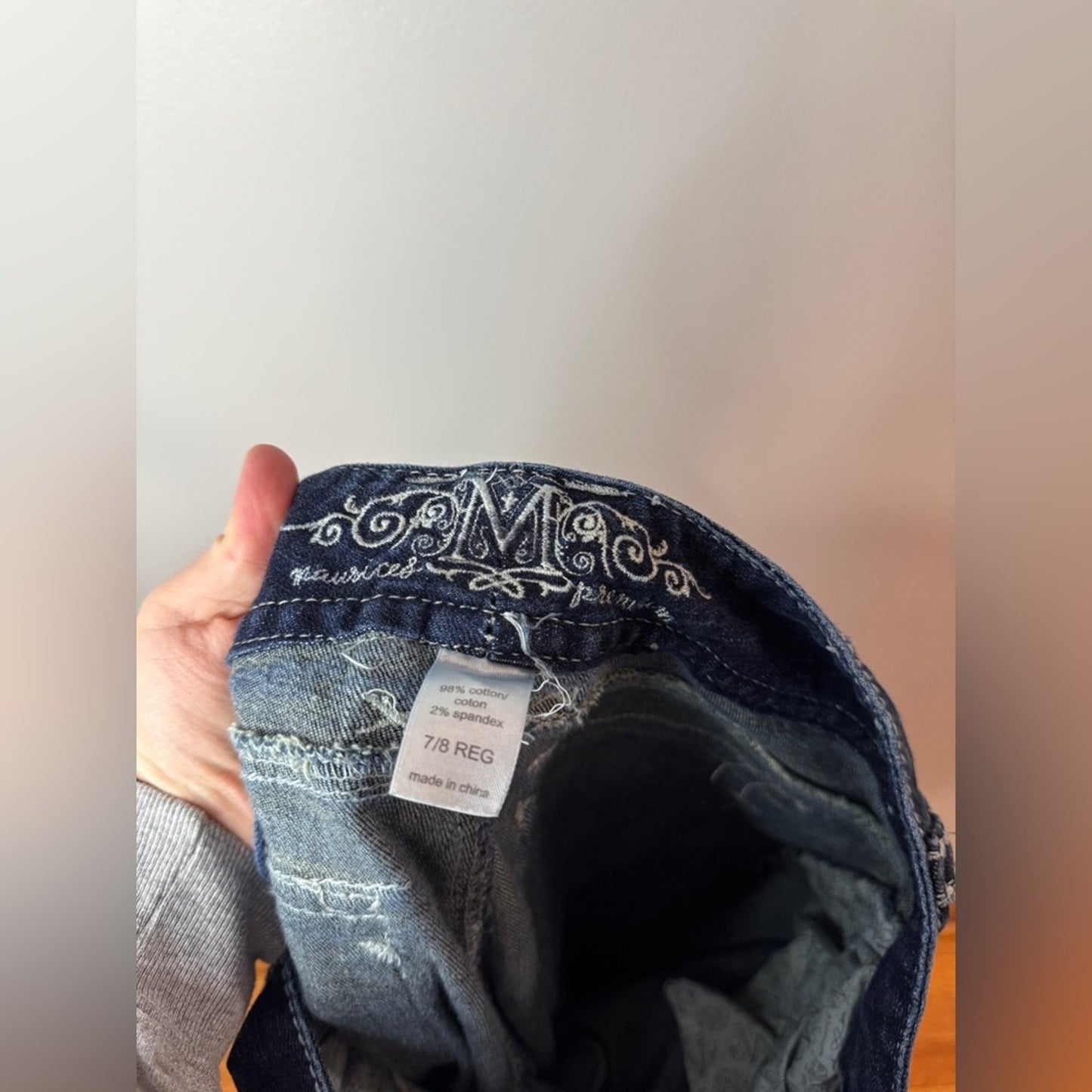 Pre-Owned 7/8 Regular Maurices Premium Denim Dark Wash Embellished Bootcut Jeans