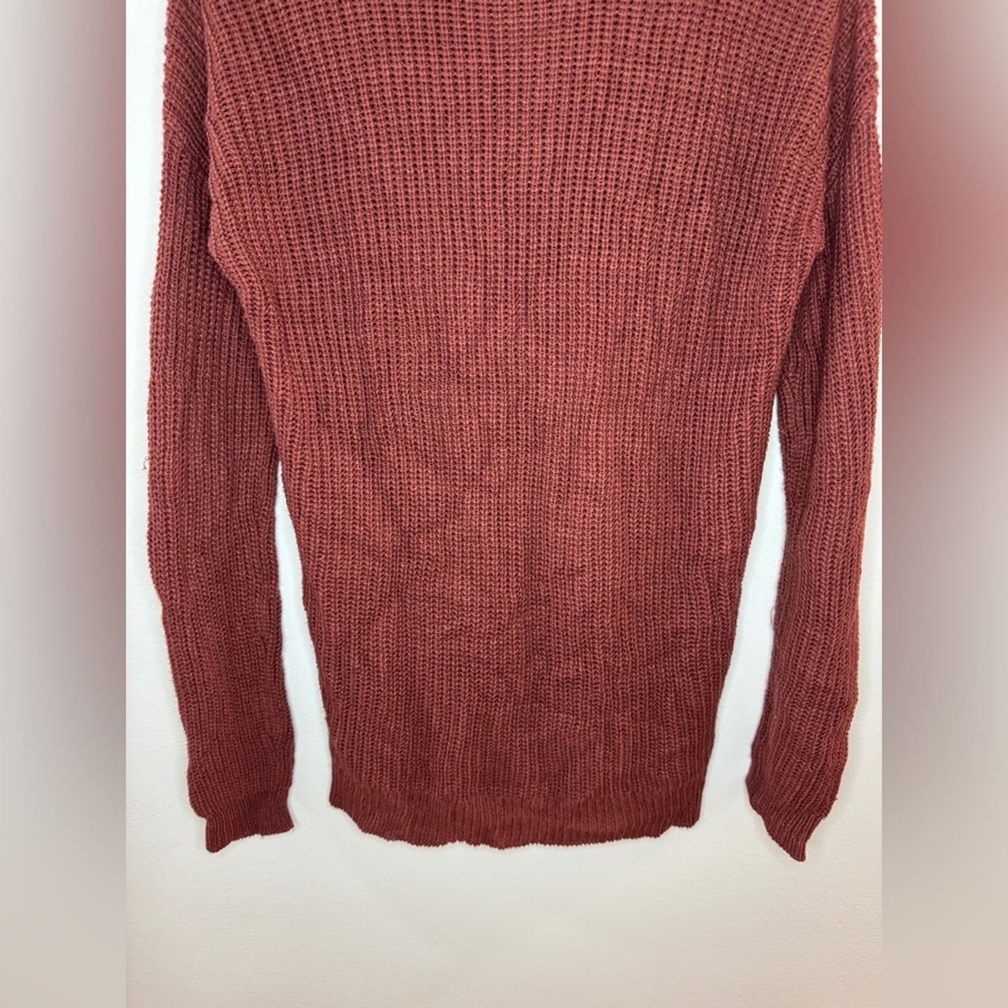 Pre-Owned MD Pink Rose Red Open Front Knitted Sweater