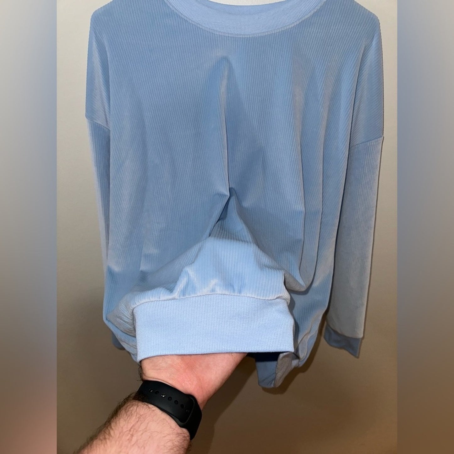 Pre-Owned XL Joyspun Blue Ribbed Velour Crewneck