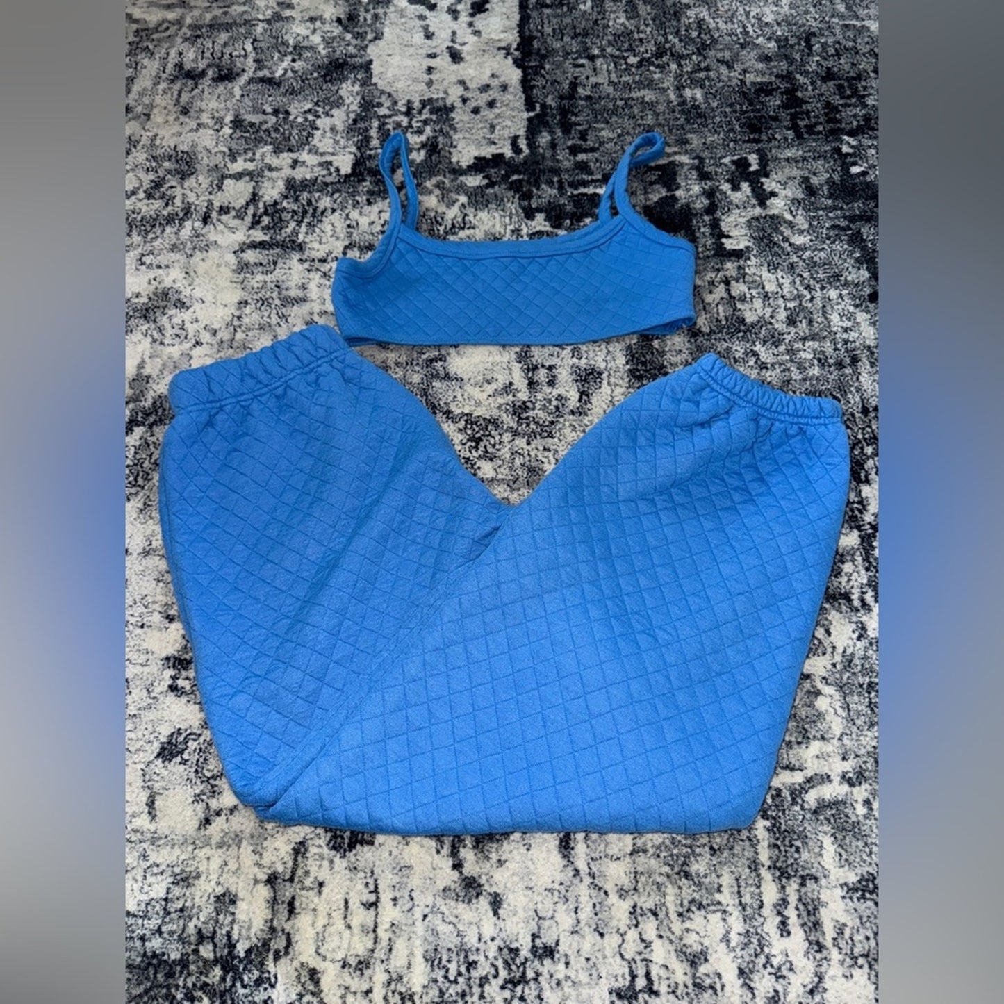 Pre-Owned Size 10 Princess Polly Blue Ara Bella Crop Tank Top & Sweatpants Set