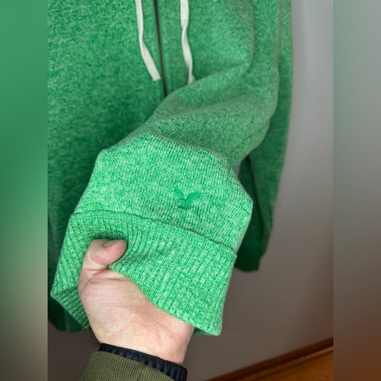Pre-Owned XL American Eagle Green Knitted Zip-Up Hoodie
