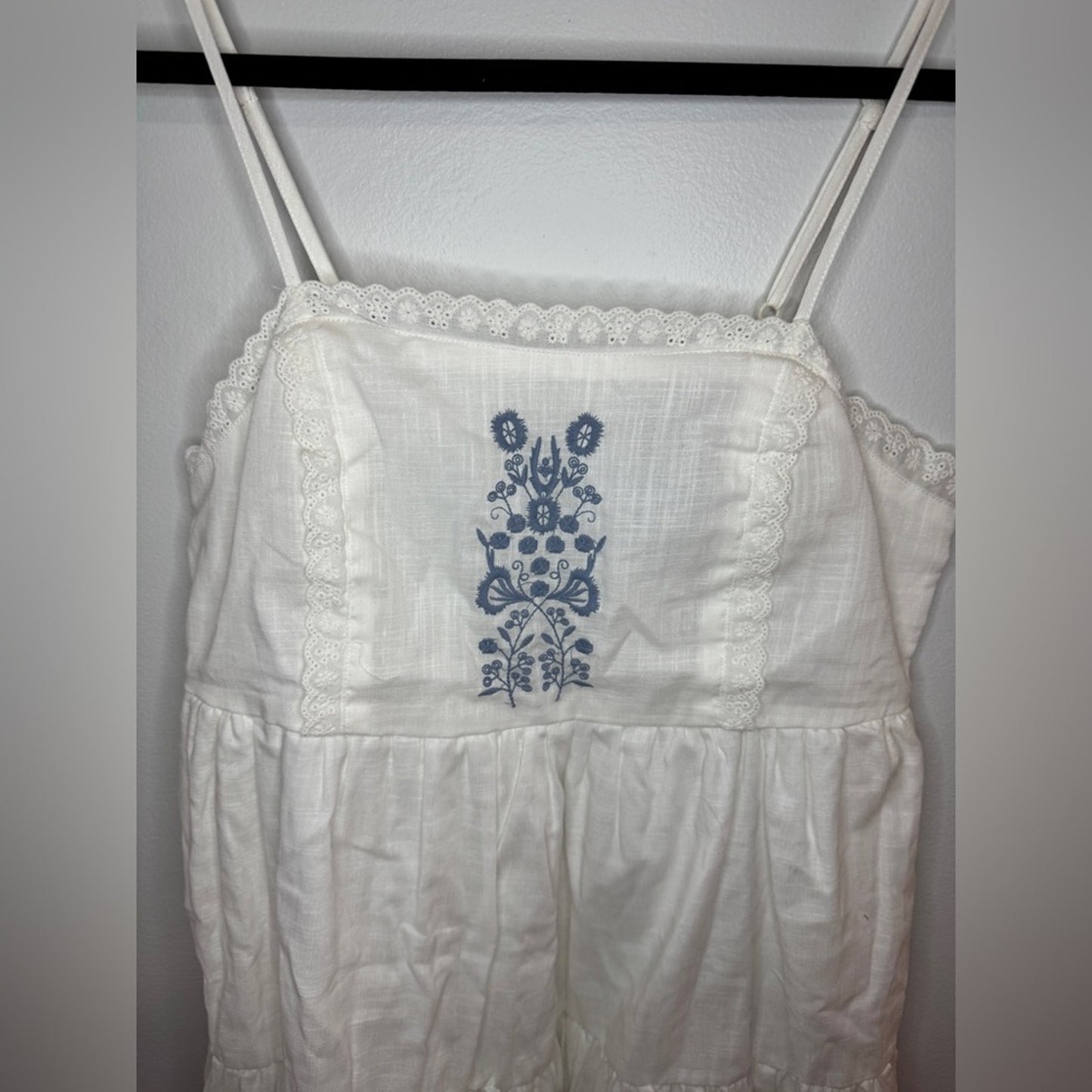 NWT SM Rue21 White with Blue Embroidered Pattern Dress