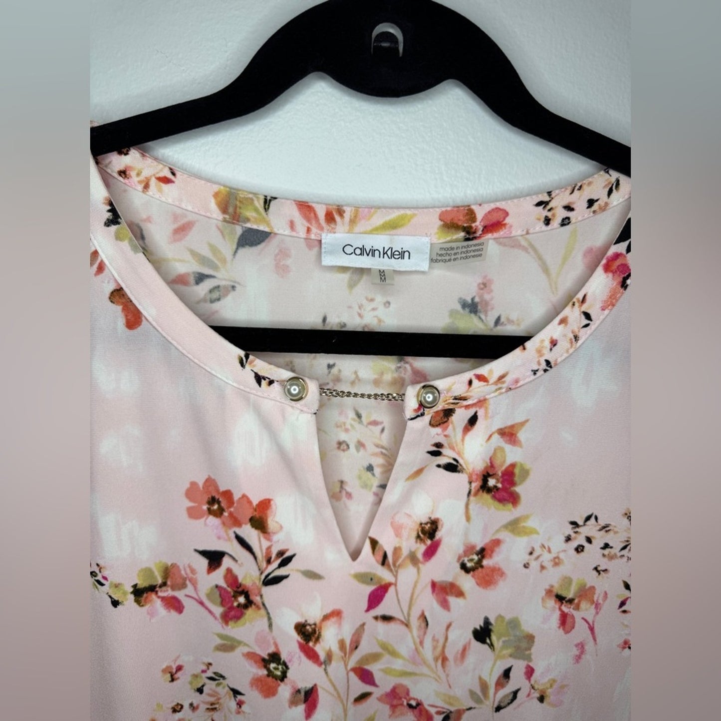 Pre-Owned MD Calvin Klein Pink Floral Print Tank Top