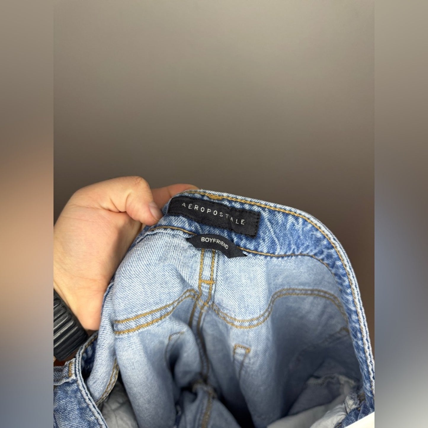 Size 6 Regular Aeropostale Light Blue Distressed Patched Boyfriend Jeans